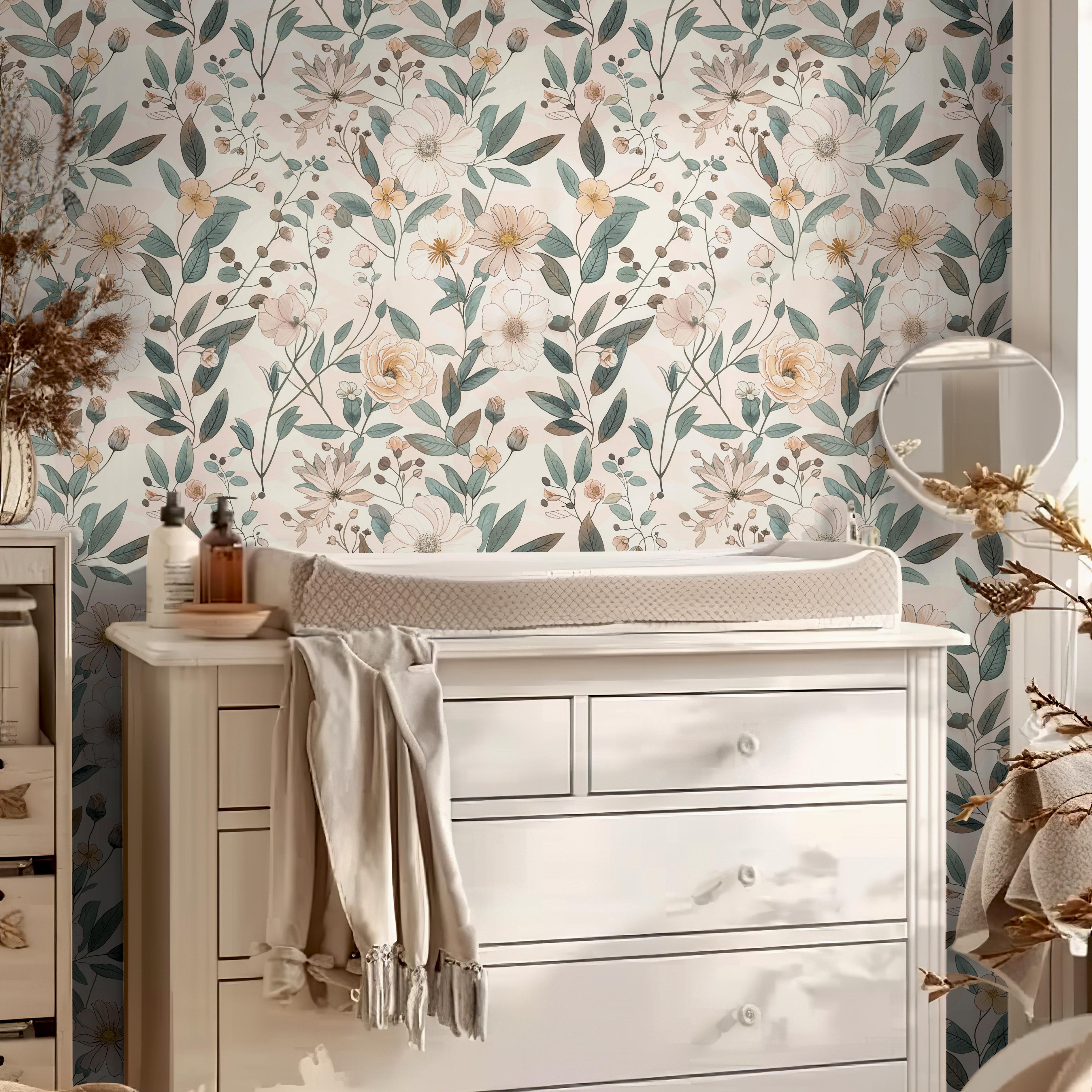 Morning Meadow Floral Wallpaper