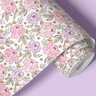 Contact paper 1922 of pink and purple floating flowers with leaves on a white background.