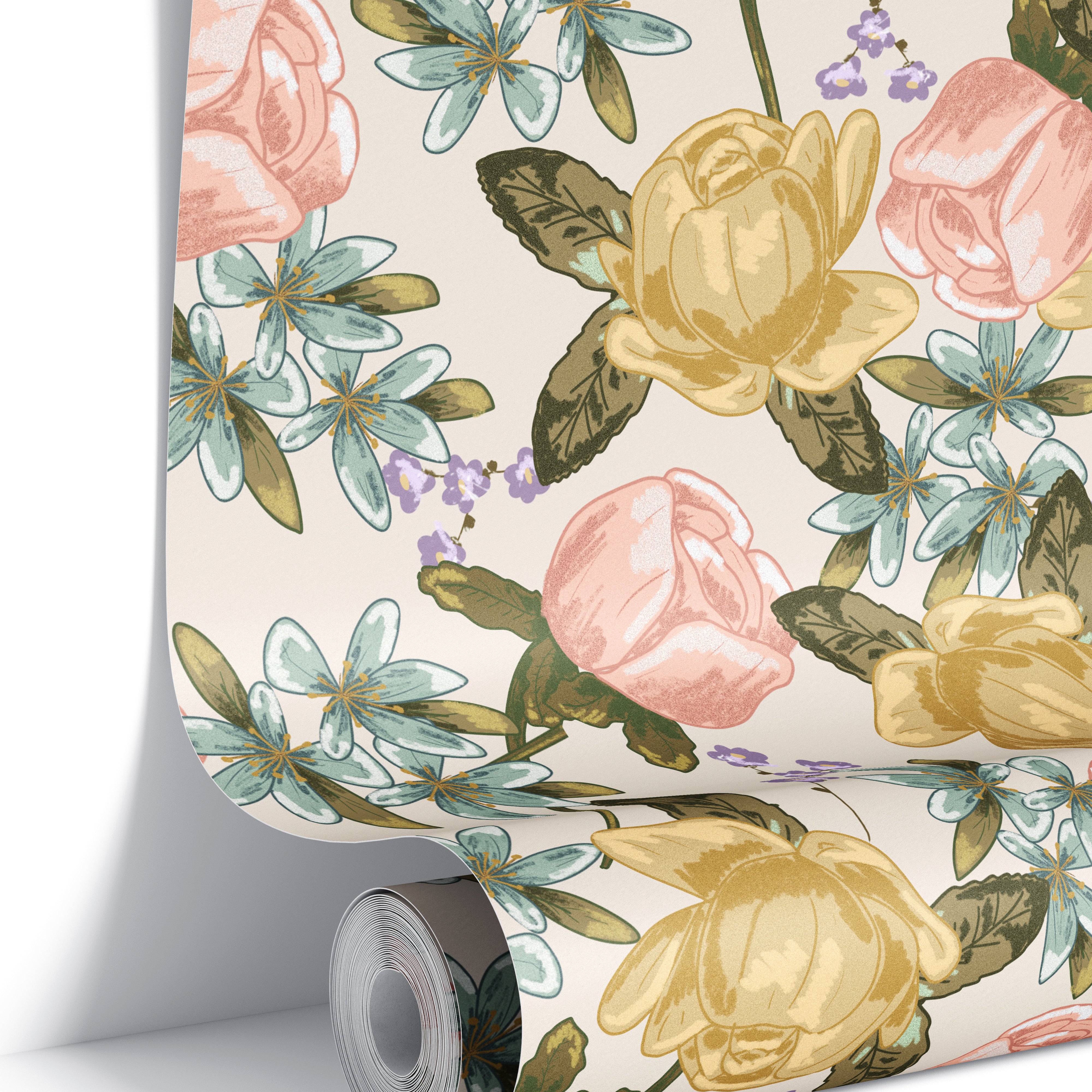 Rose Radiance | Neutral Floral Removable Wallpaper for Nursery, Bedroom, Walls, DIY Home Decor 1939 - James And Colors