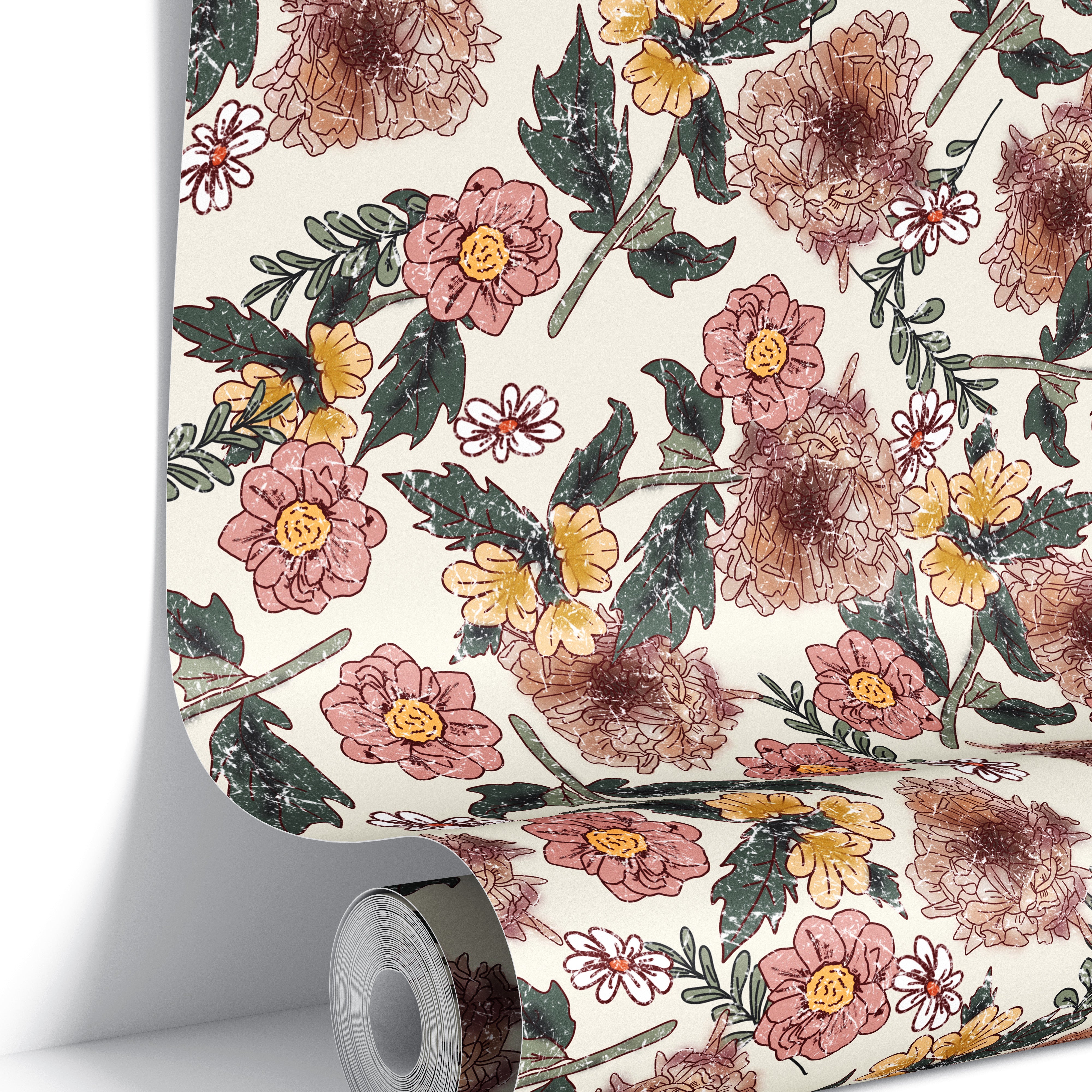 Garden Glory | Warm Floral Removable Wallpaper for Nursery, Bedroom, Walls, DIY Home Decor 1940 - James And Colors