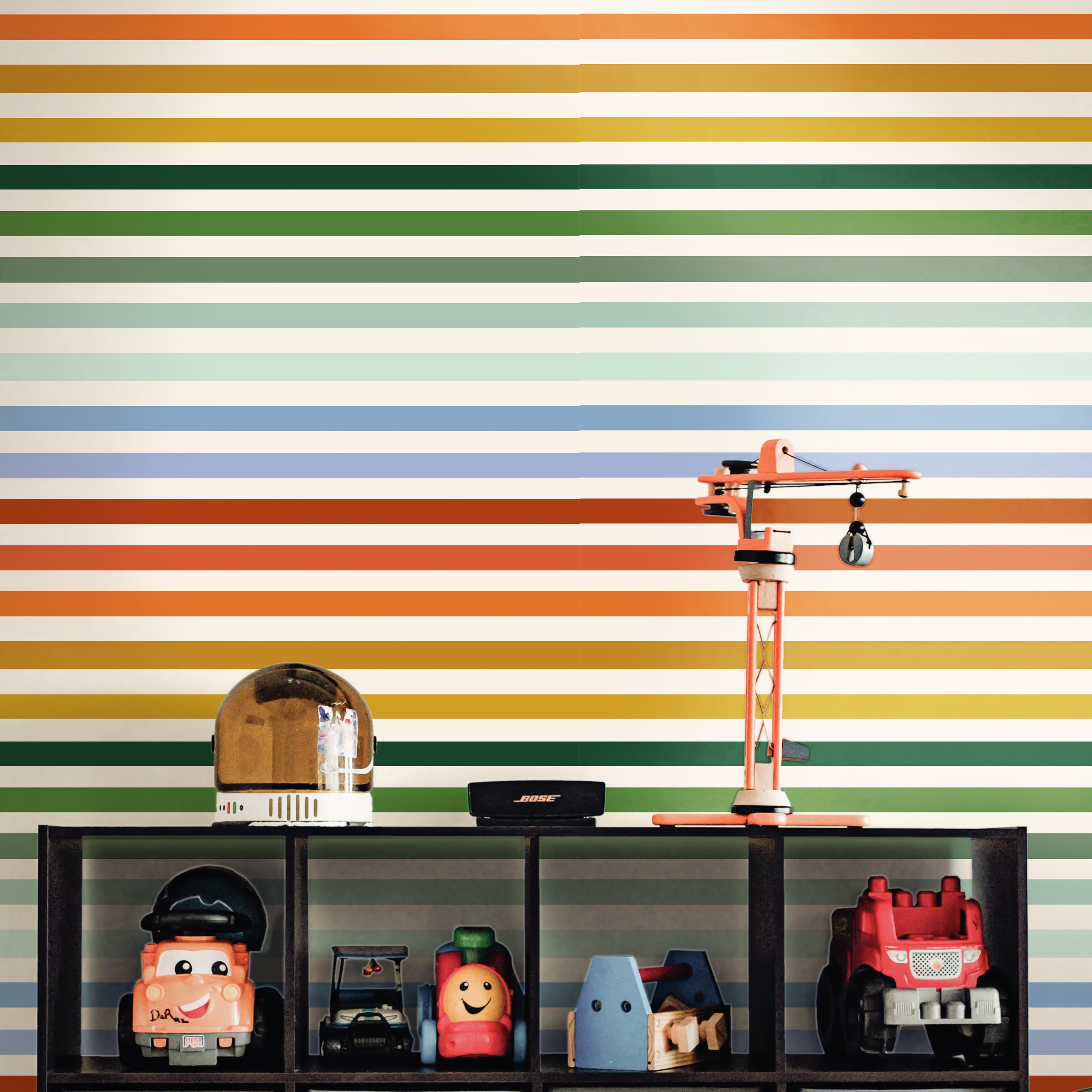 Colorful Cascade | Horizontal Stripes Removable Wallpaper for Playroom and Nursery, Bedroom, Doors, Walls, DIY Home Decor 1951 - James And Colors