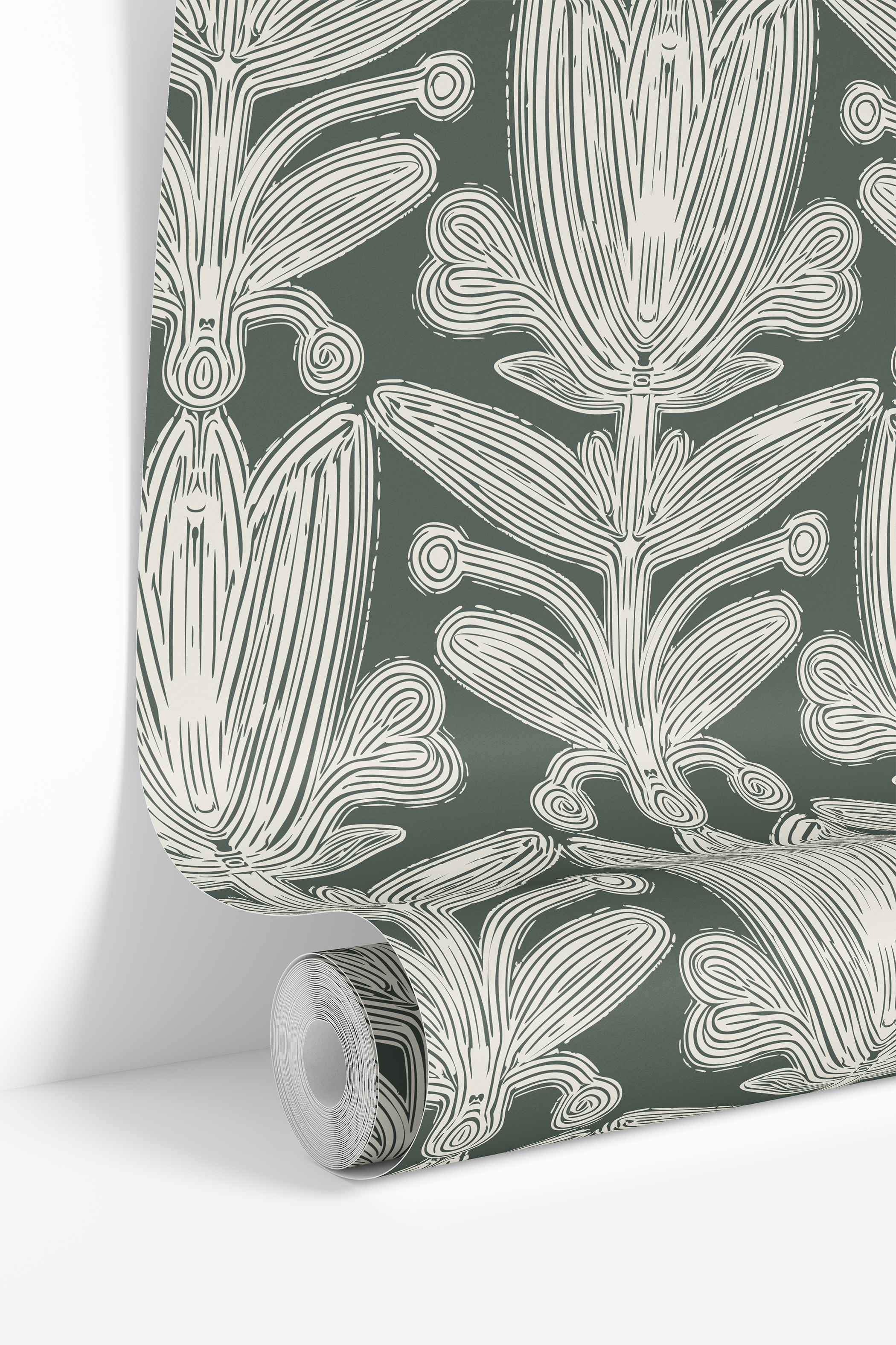 Verdant Vignette | Green Botanical Damask Removable Wallpaper for Office, Bedroom, Walls, DIY Home Decor 1956 - James And Colors