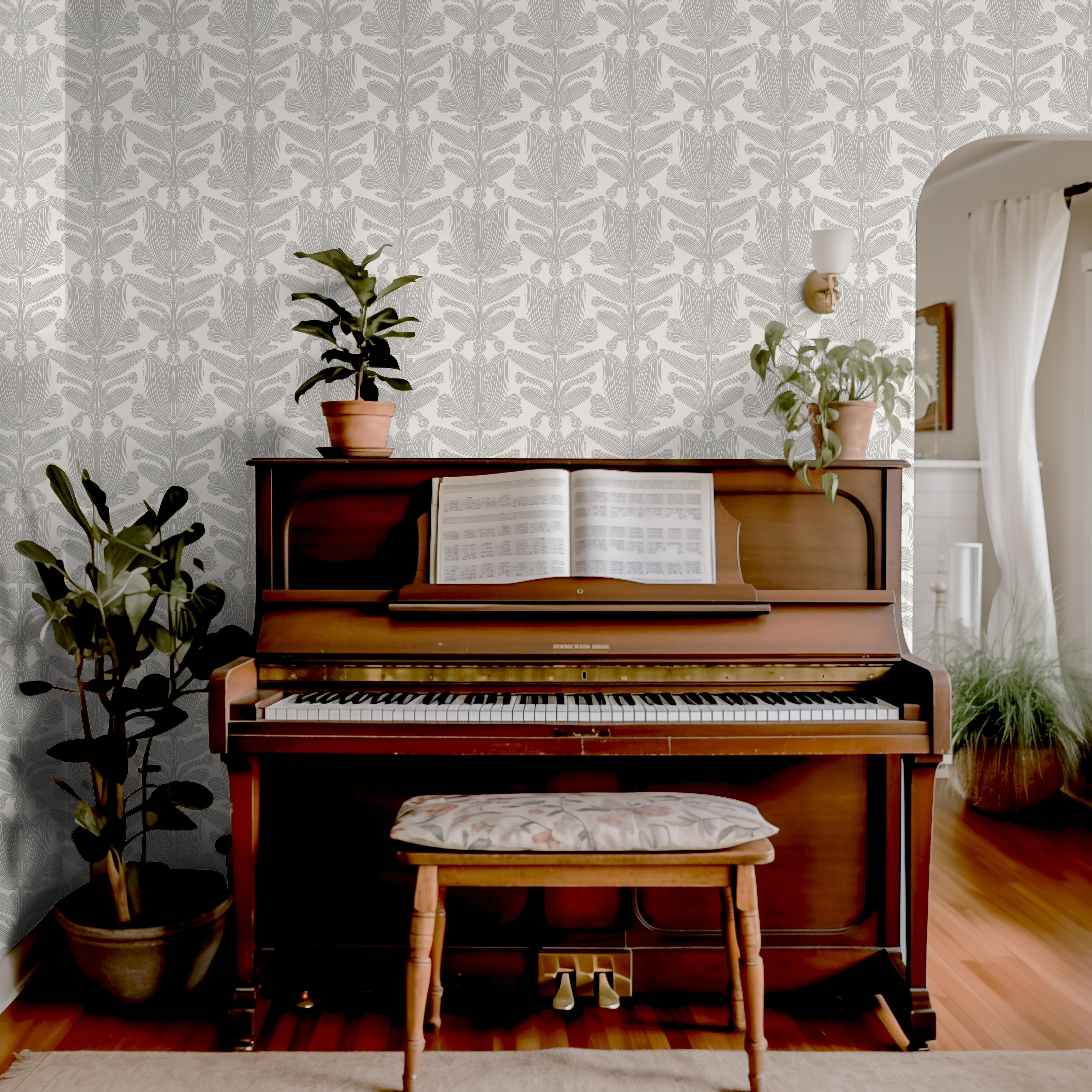 Serene Stems | Neutral Botanical Removable Wallpaper for Office, Bedroom, Doors, Walls, DIY Home Decor 1959 - James And Colors