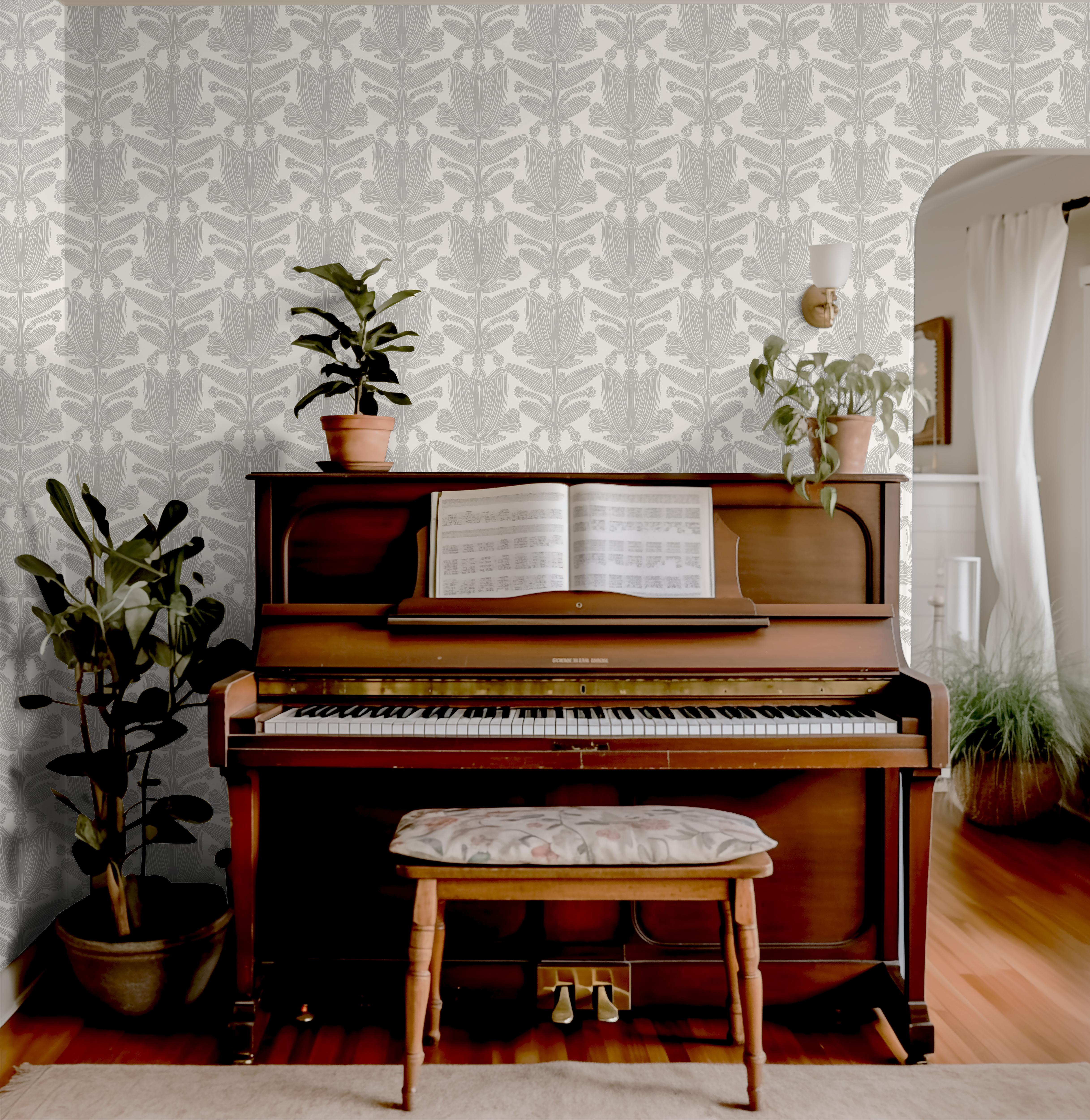 Serene Stems | Neutral Botanical Removable Wallpaper for Office, Bedroom, Doors, Walls, DIY Home Decor 1959 - James And Colors