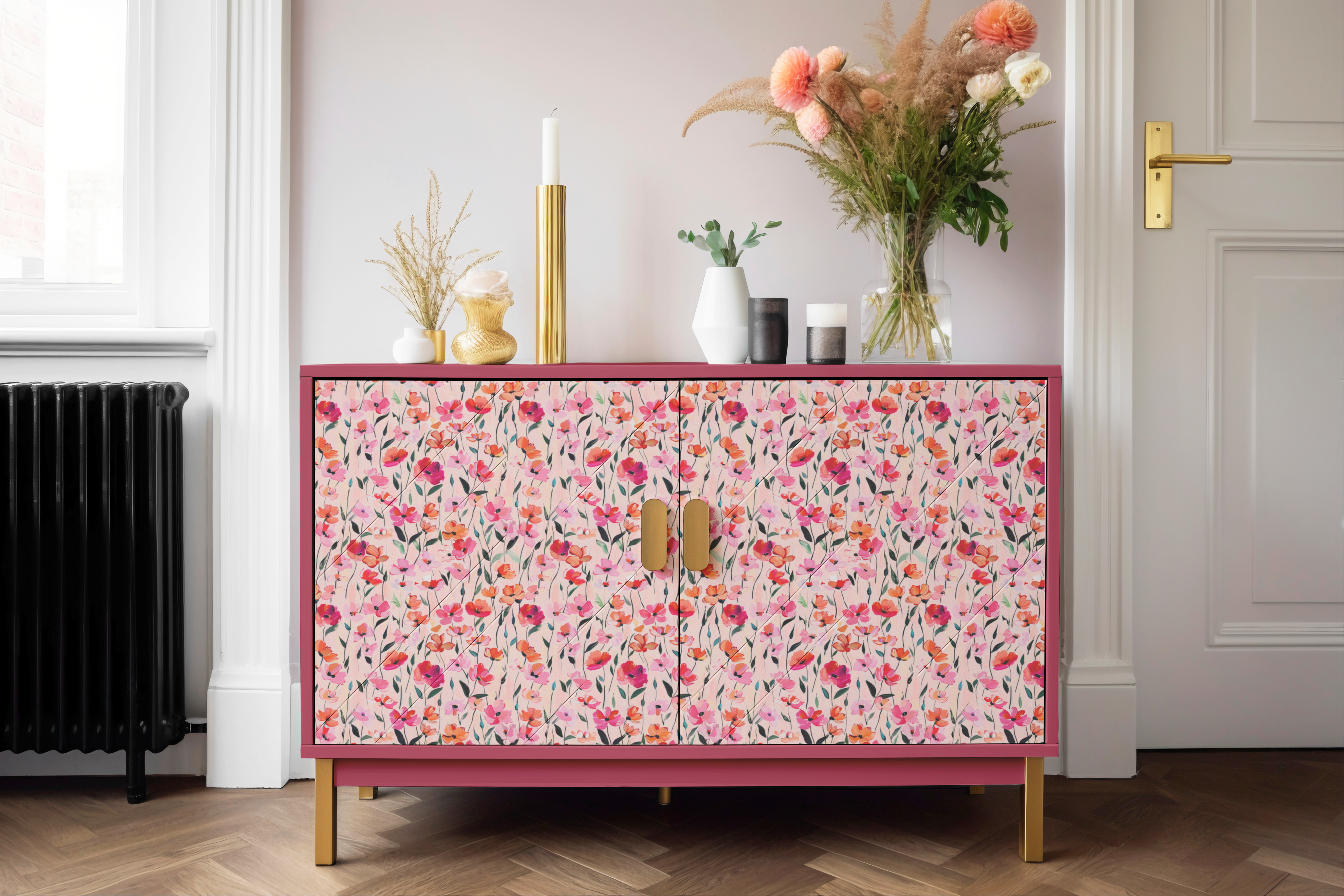 Pretty Petalscape | Pink Floral Contact Paper for Shelves, Cabinets, Walls, DIY Home Decor 2019