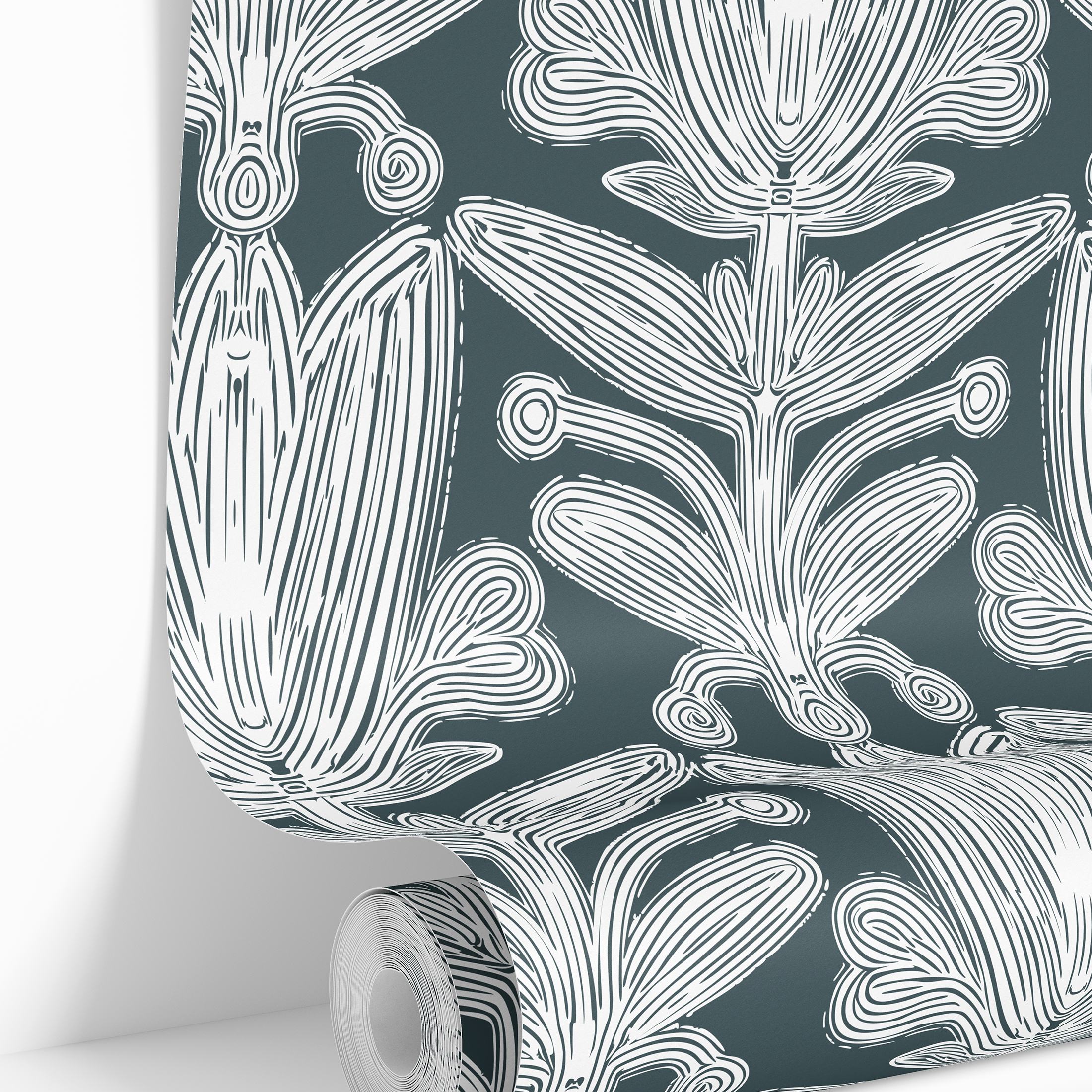 Dusky Damask | Teal Botanical Removable Wallpaper for Office, Bedroom, Walls, DIY Home Decor 1963 - James And Colors