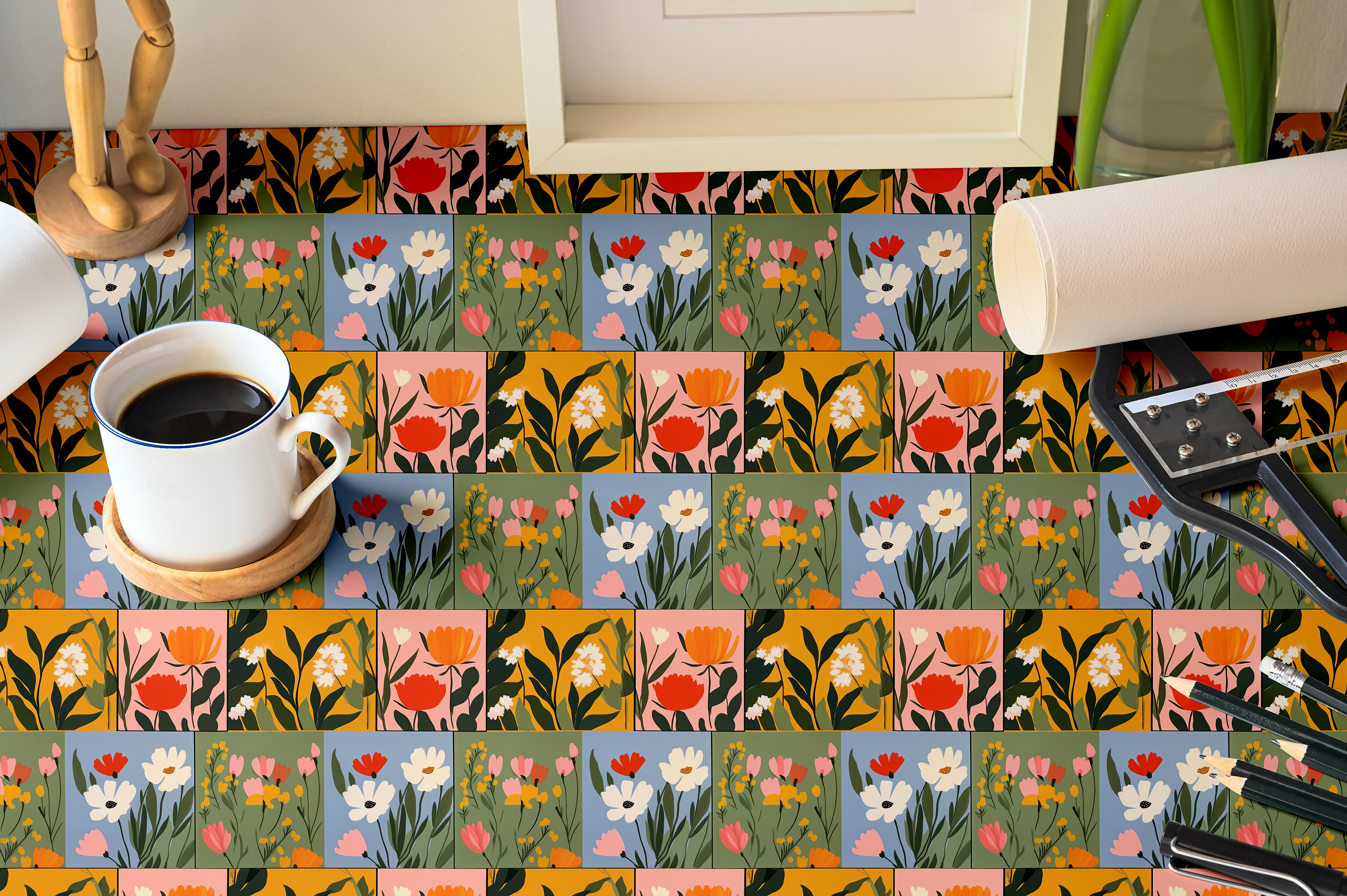 Patchwork Petals | Colorful Floral Contact Paper for Shelves, Cabinets, Walls, DIY Home Decor 1965