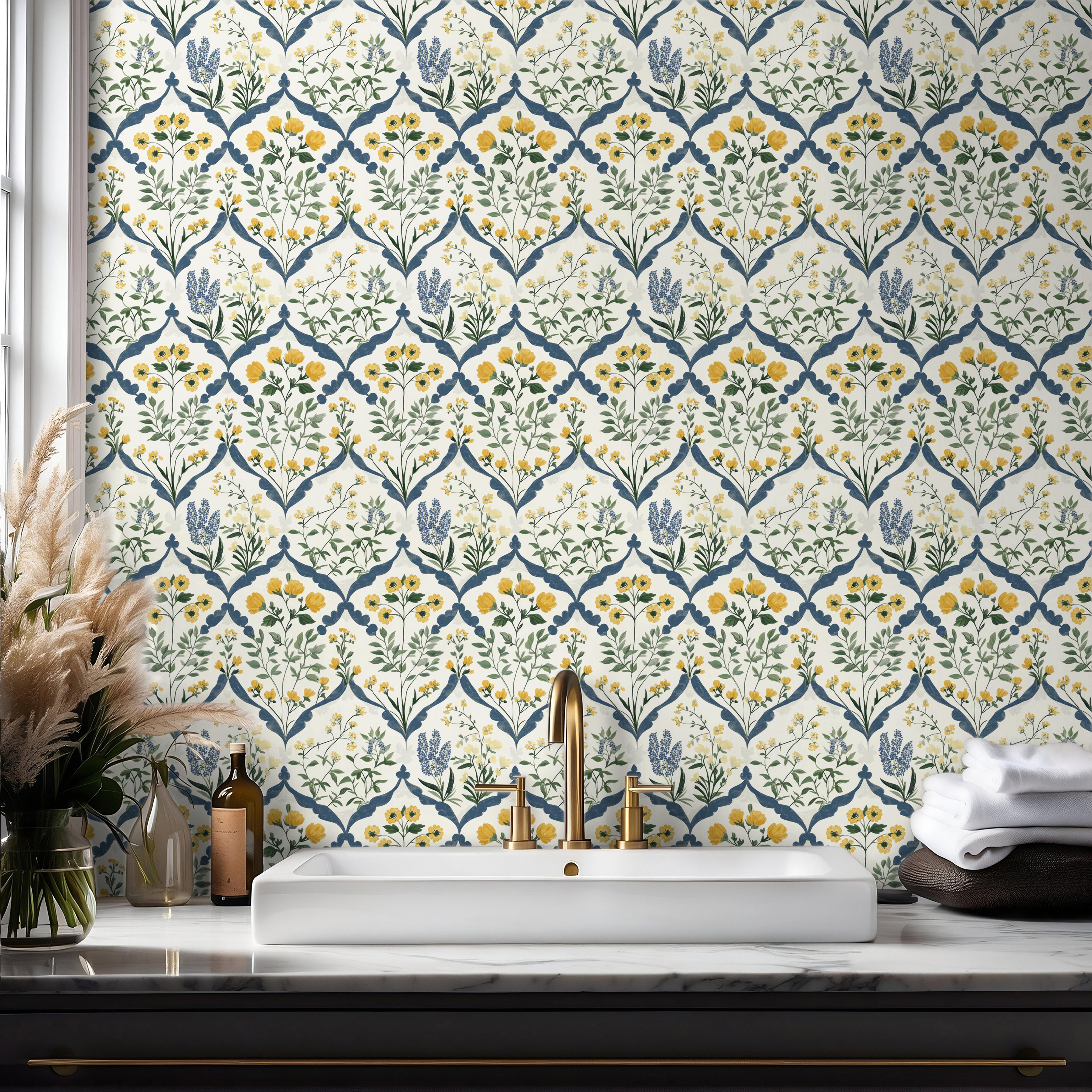 Blooming Backdrop | Muted Floral Removable Wallpaper for Office, Bedroom, Walls, DIY Home Decor 1666 - James And Colors