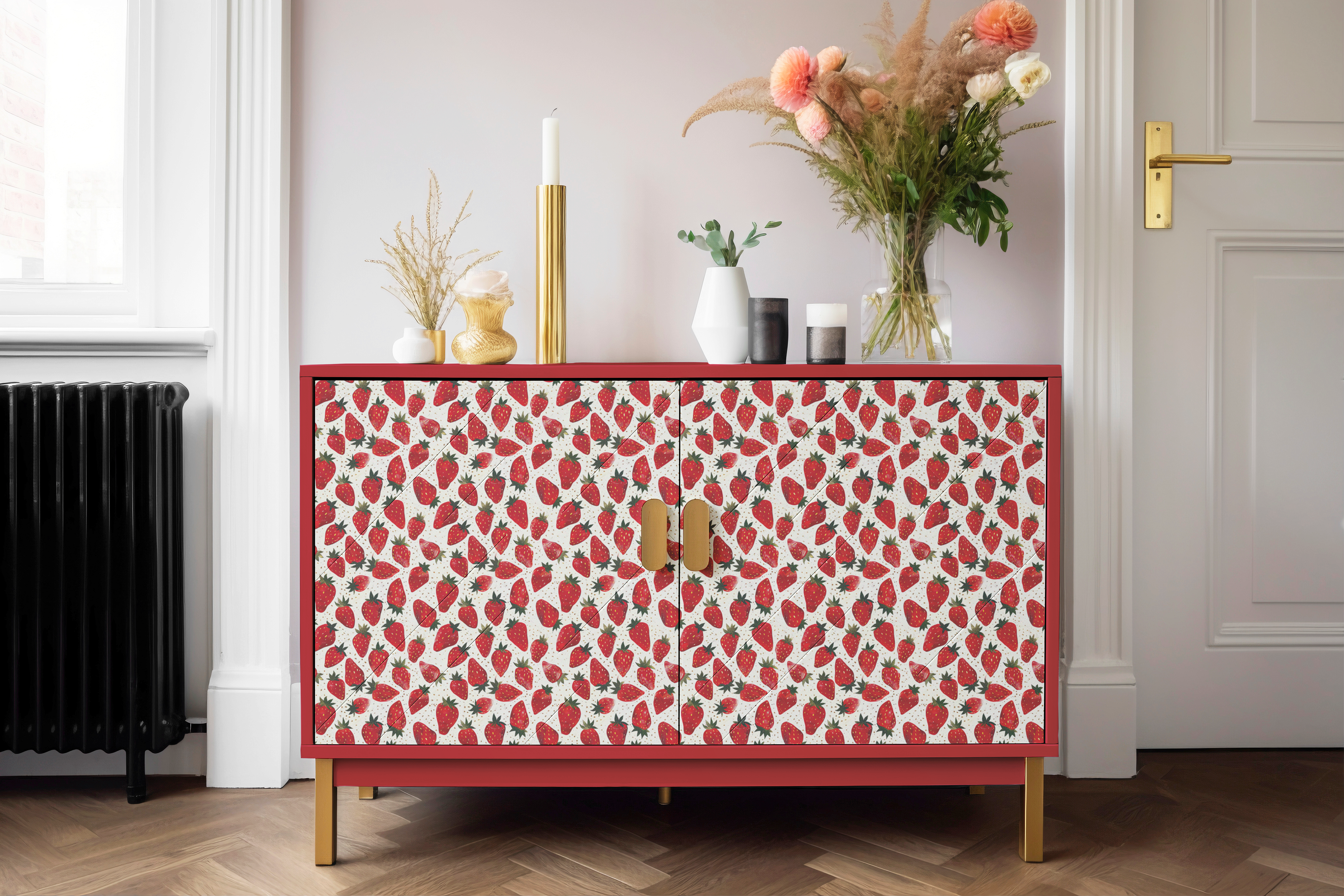 Juicy Joy | Red Berry Contact Paper for Shelves, Cabinets, Walls, DIY Home Decor 1968 - James And Colors