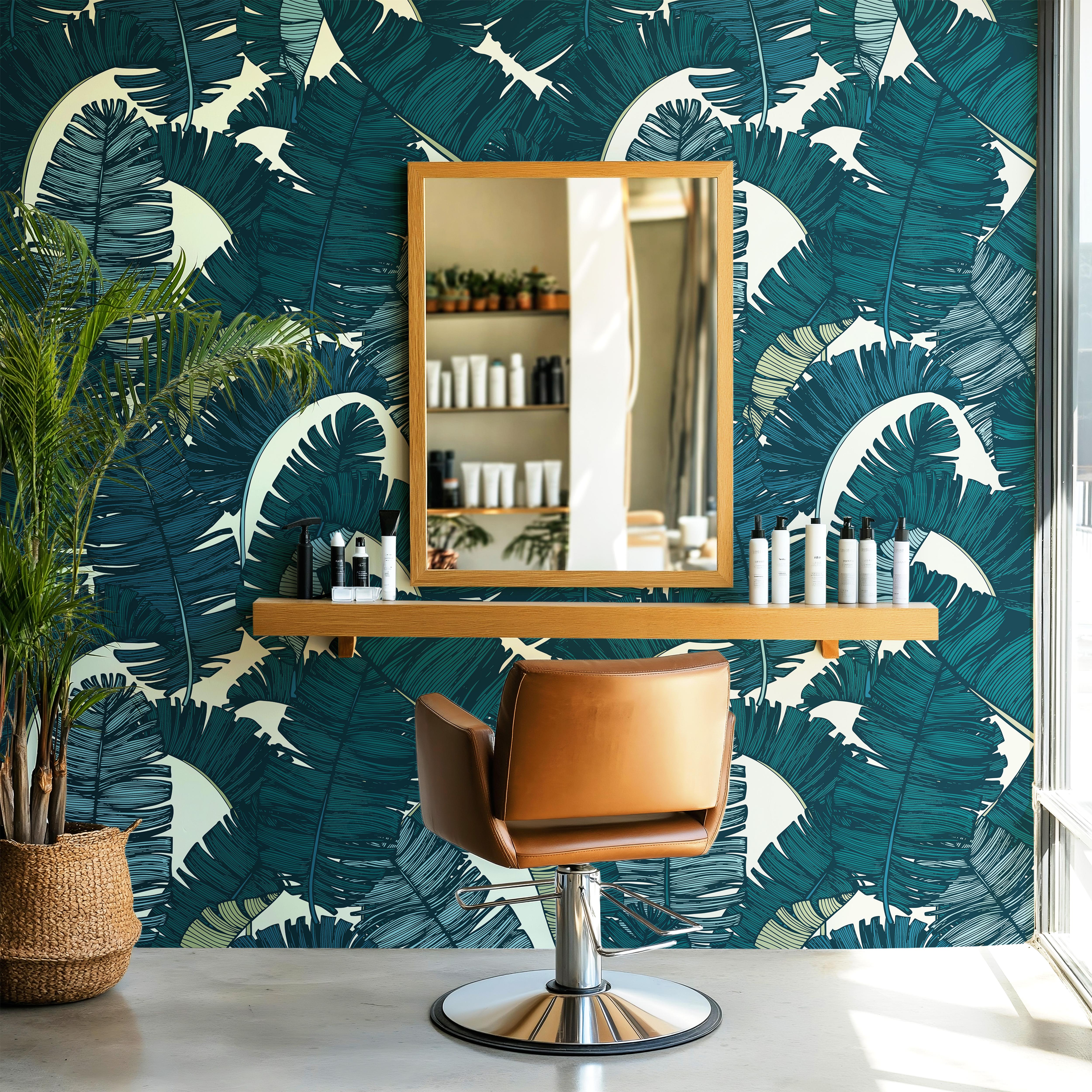 Tropical Tangle | Moody Leaves Jungle Removable Wallpaper for Bathroom, Bedroom, Walls, DIY Home Decor 1979 - James And Colors