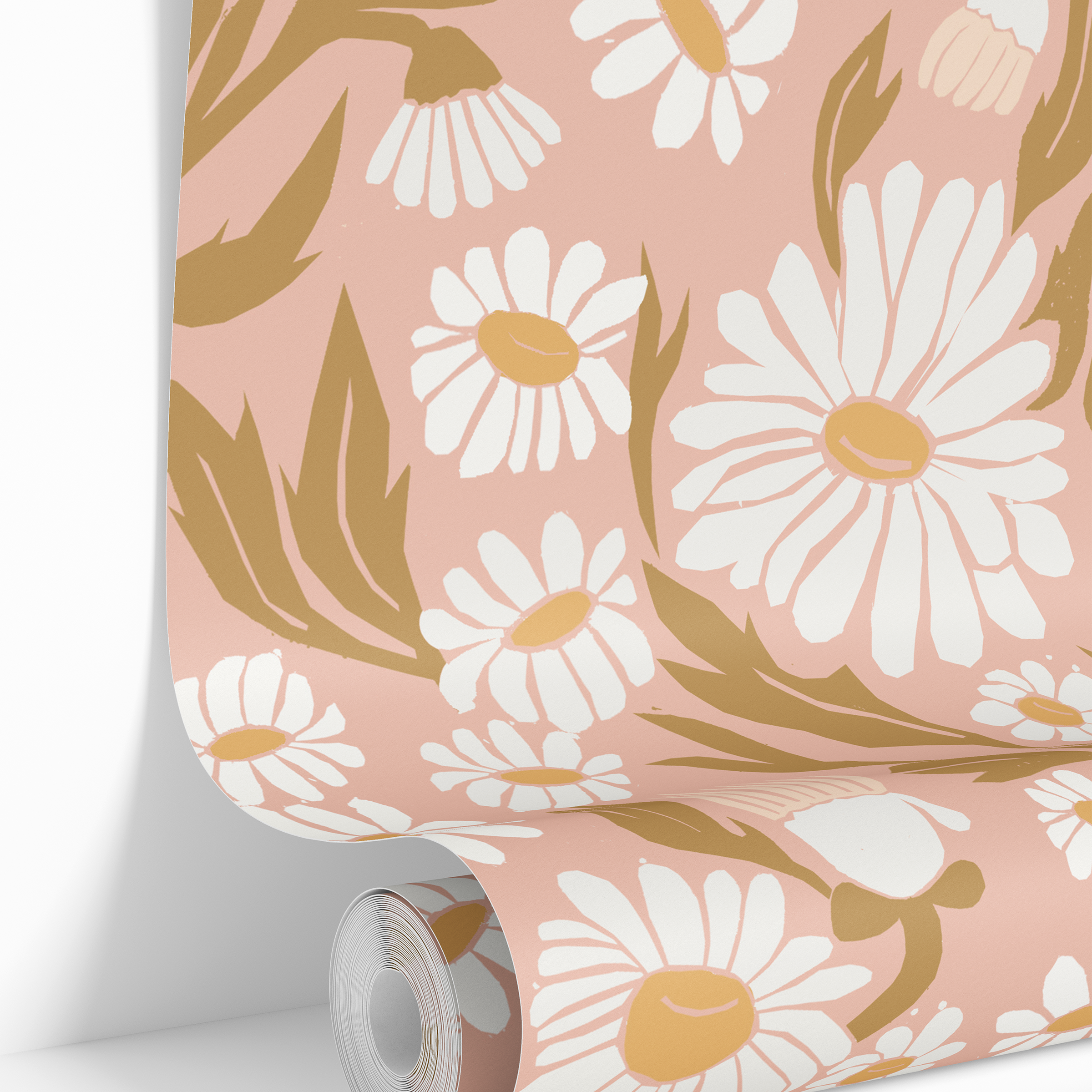 Daisy Delight | Pink Floral Removable Wallpaper for Office, Bedrooms, Doors, Walls, DIY Home Decor 1981 - James And Colors