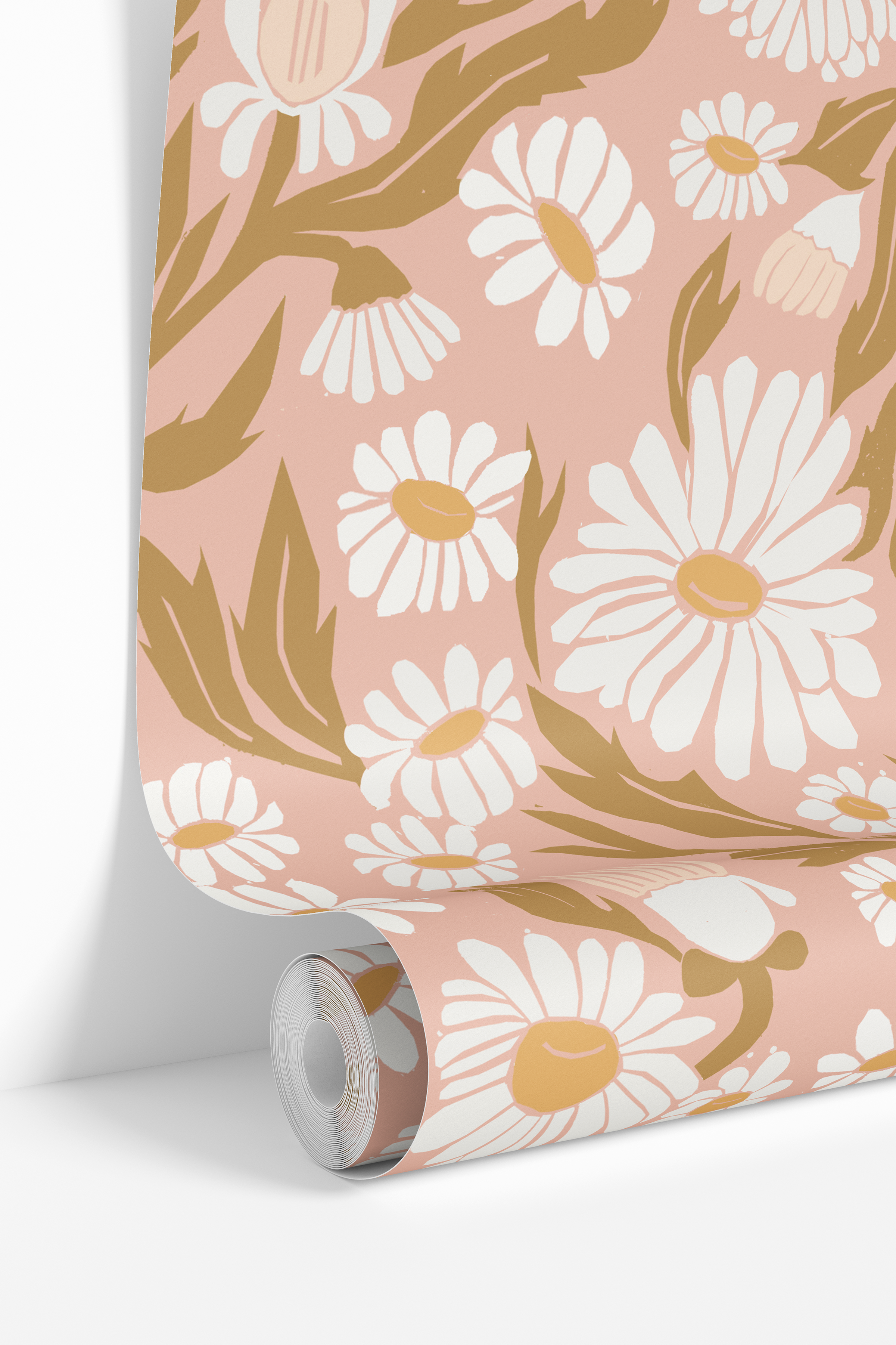 Daisy Delight | Pink Floral Removable Wallpaper for Office, Bedrooms, Doors, Walls, DIY Home Decor 1981 - James And Colors