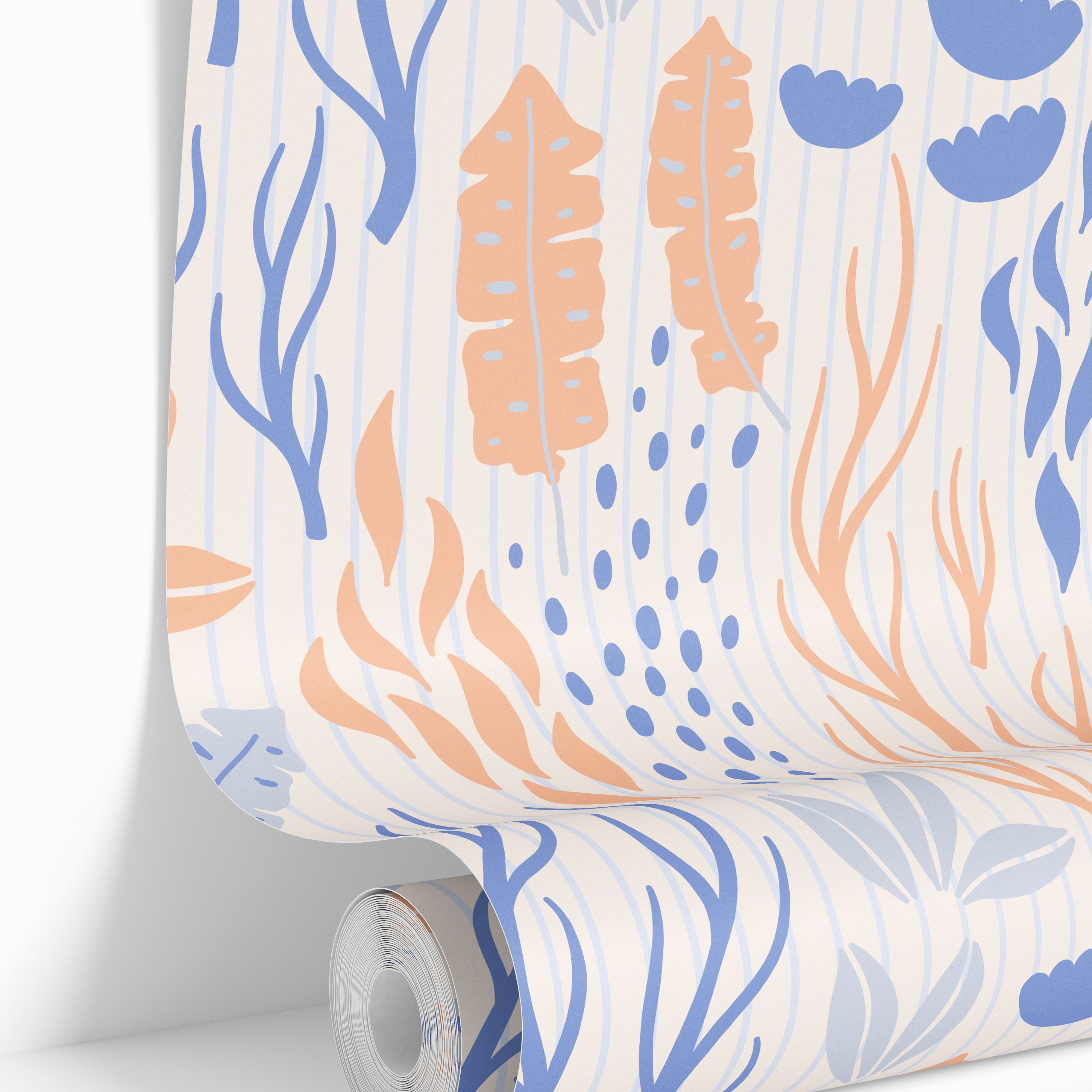 Roll of The Sand We Kept wallpaper showing the soft coastal botanical pattern printed in Michigan.