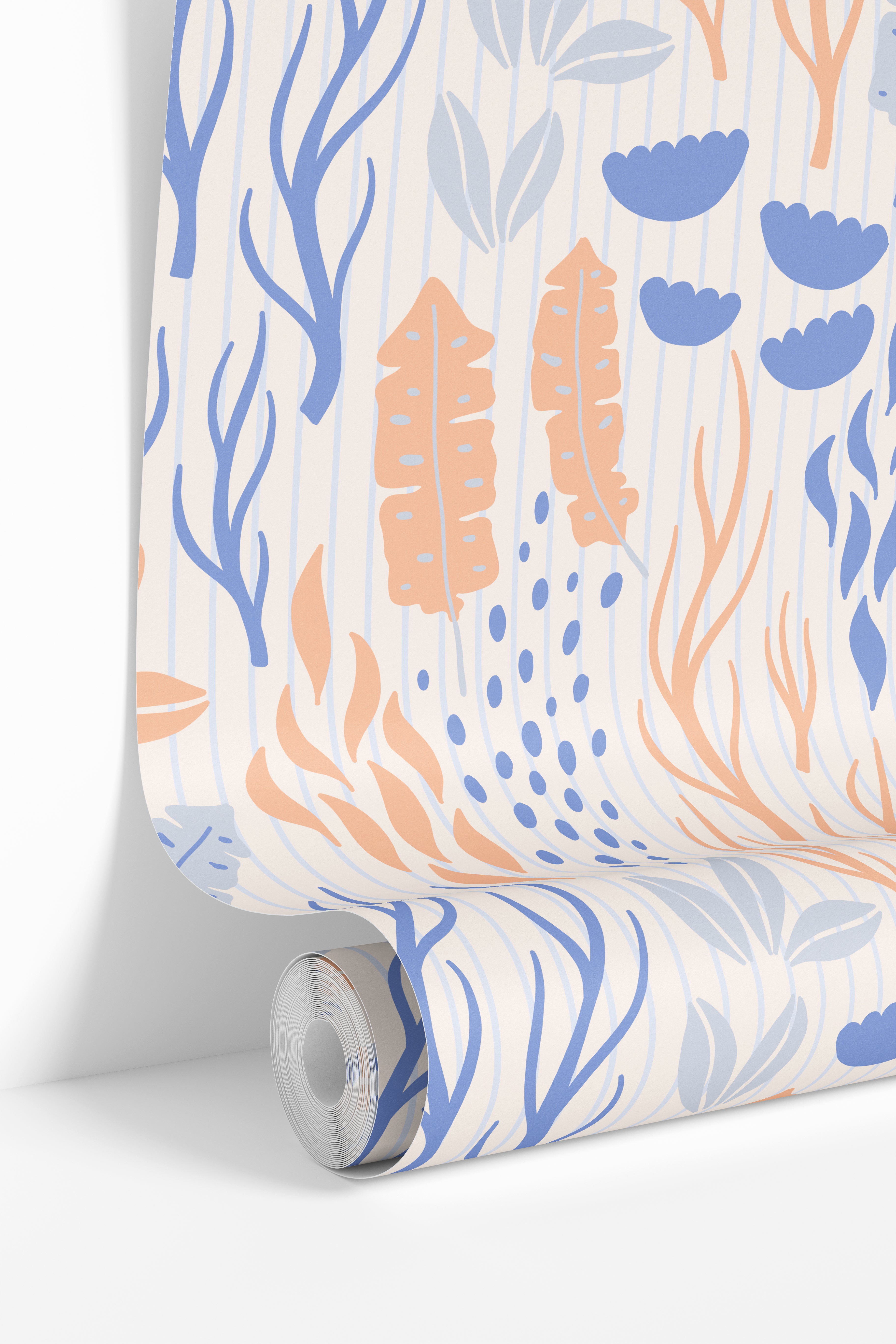 Roll of The Sand We Kept wallpaper showing the soft coastal botanical pattern printed in Michigan.