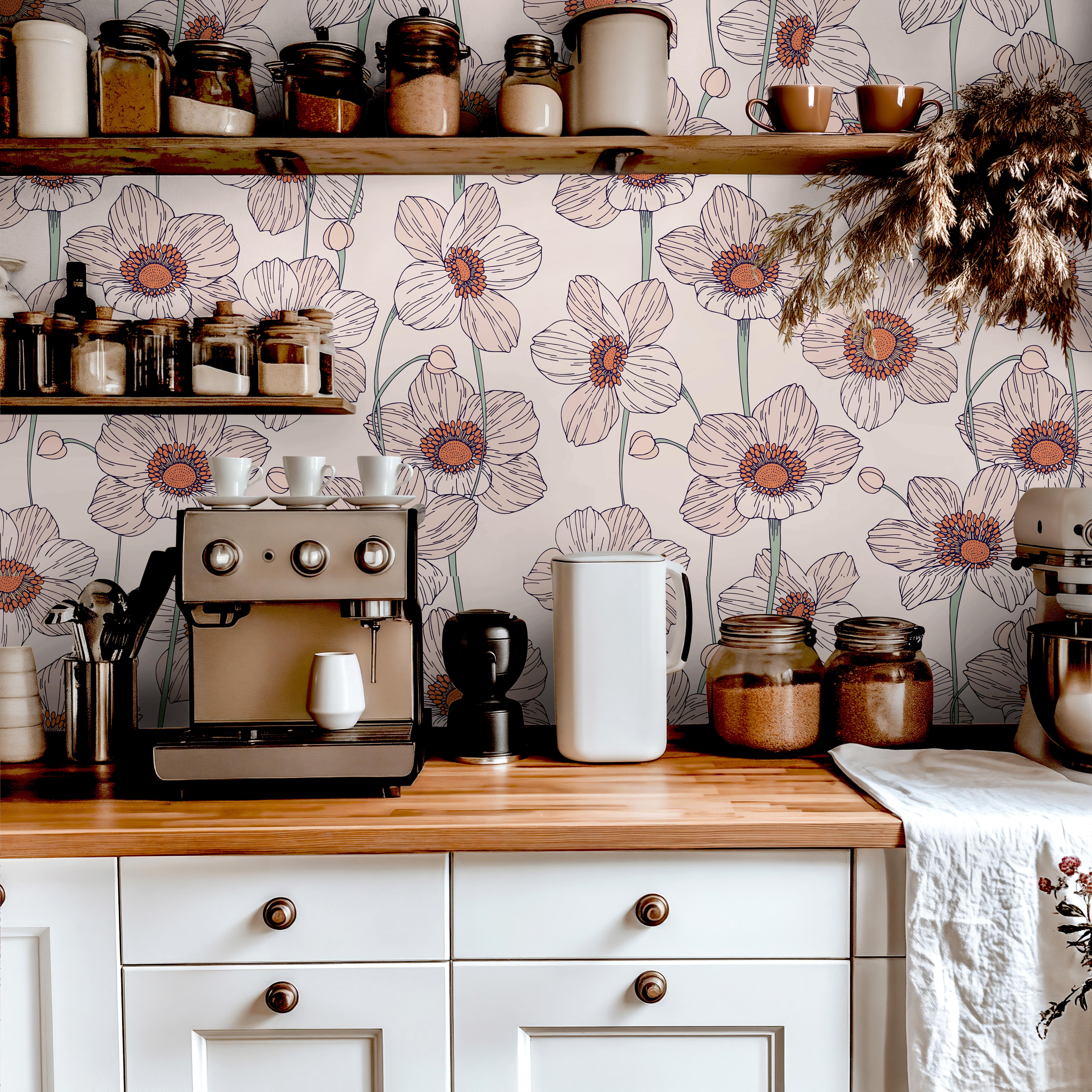 Light Pink Floral Wallpaper | Wallpaper Peel and Stick | Removable ...