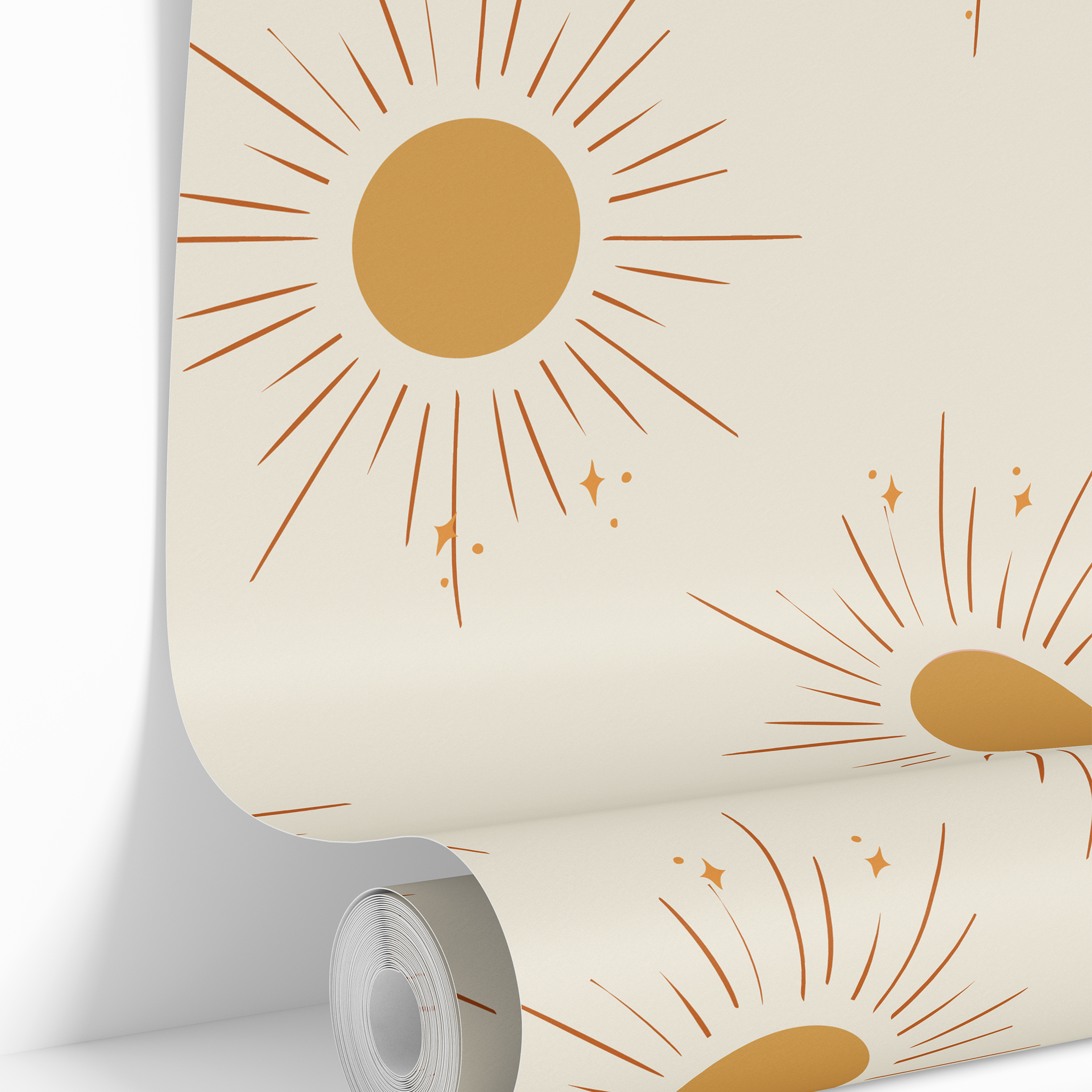 Brilliant Blaze | Golden Celestial Removable Wallpaper for Living Room, Bedroom, Doors, Walls, DIY Home Decor 3689 - James And Colors