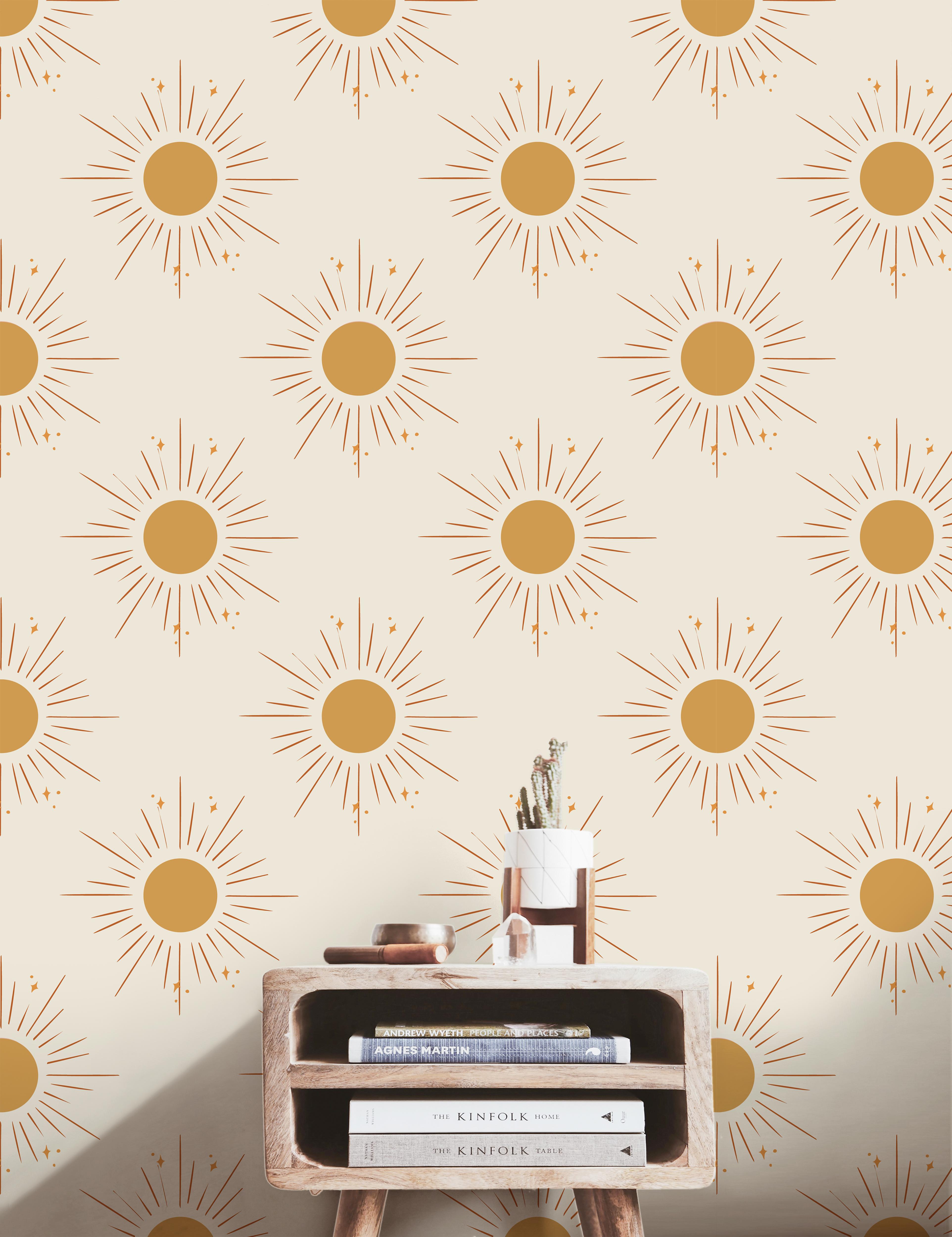 Brilliant Blaze | Golden Celestial Removable Wallpaper for Living Room, Bedroom, Doors, Walls, DIY Home Decor 3689 - James And Colors