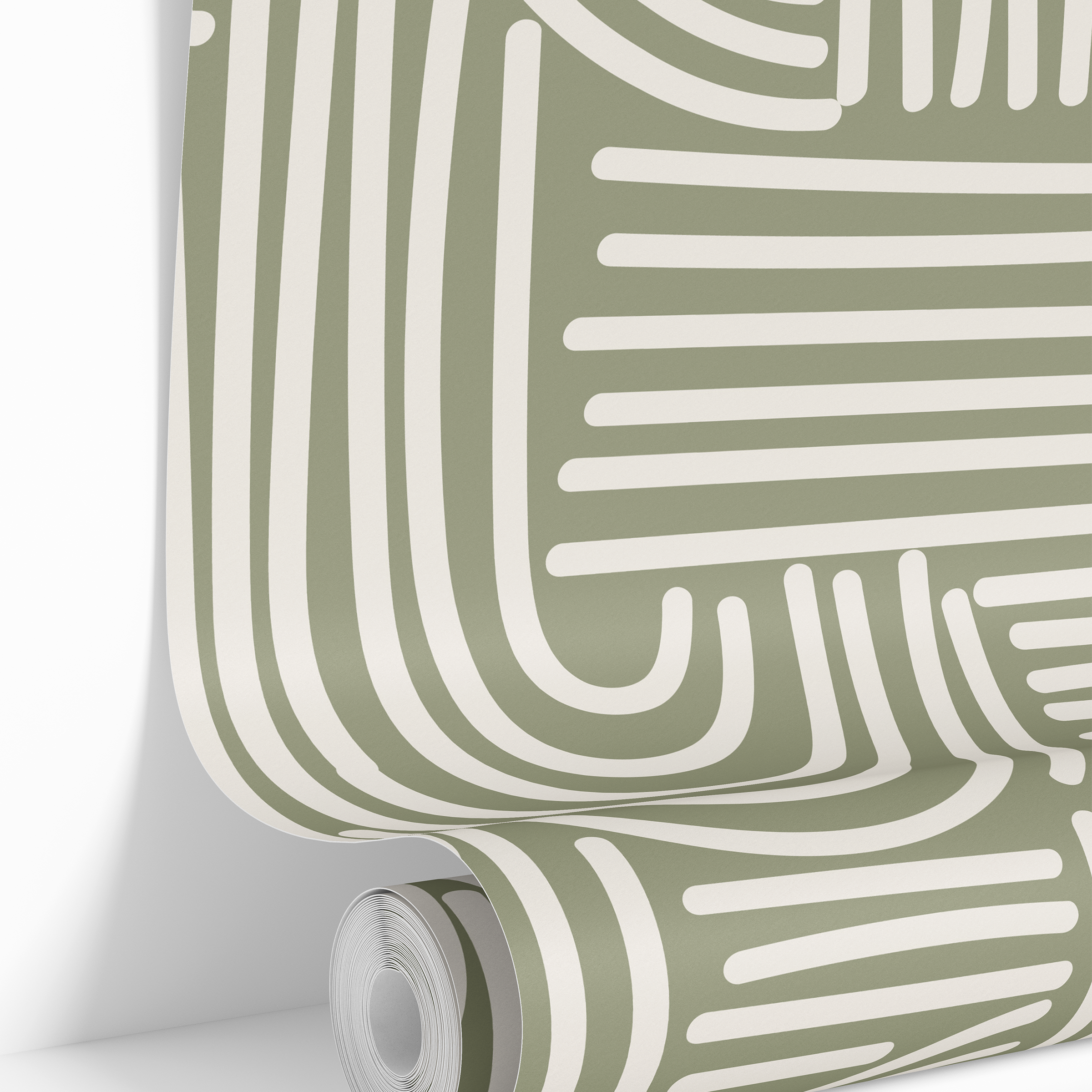 Modern Maze | Olive Geometric Removable Wallpaper for Hallway, Bedroom, Doors, Walls, DIY Home Decor 3691 - James And Colors