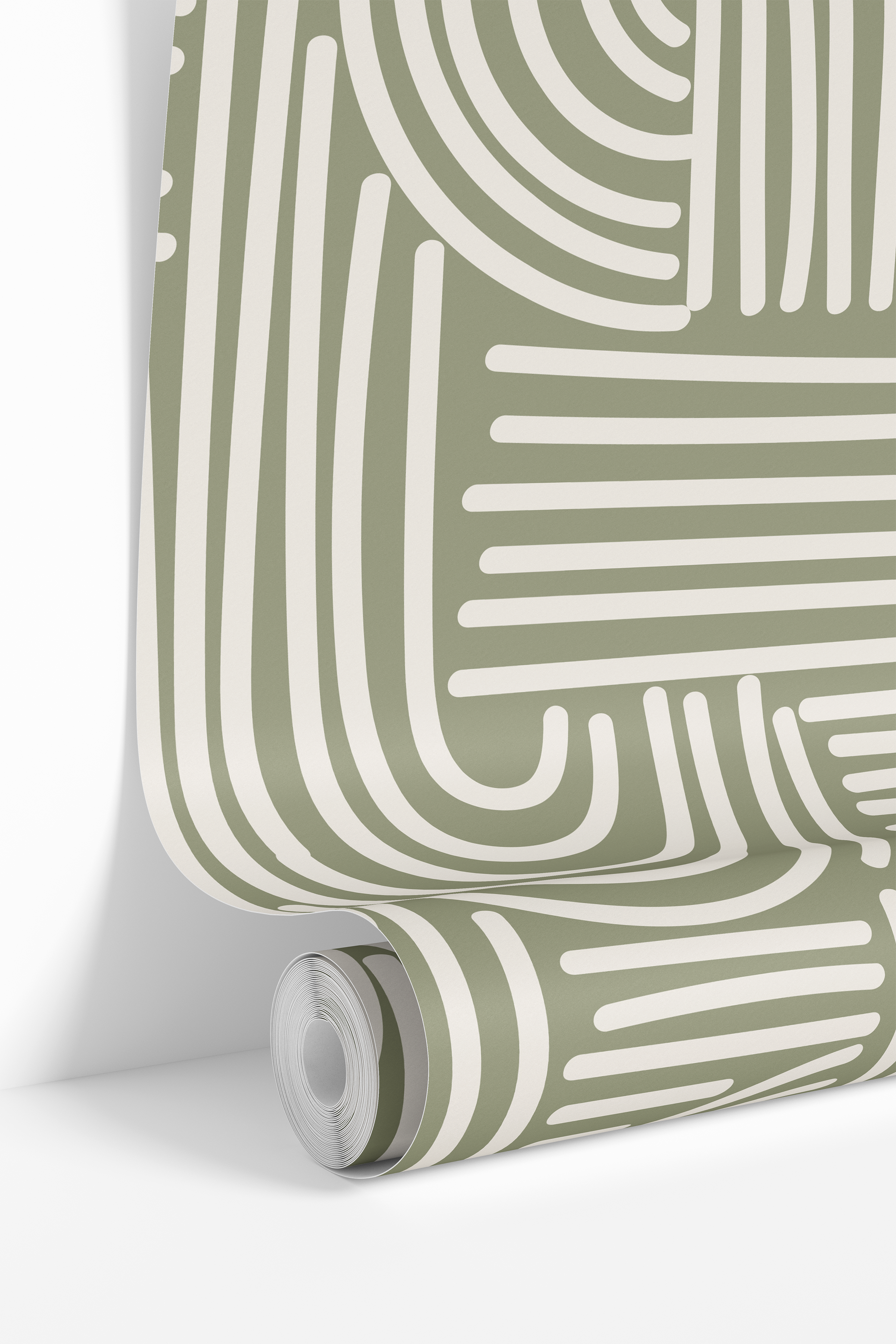 Modern Maze | Olive Geometric Removable Wallpaper for Hallway, Bedroom, Doors, Walls, DIY Home Decor 3691 - James And Colors