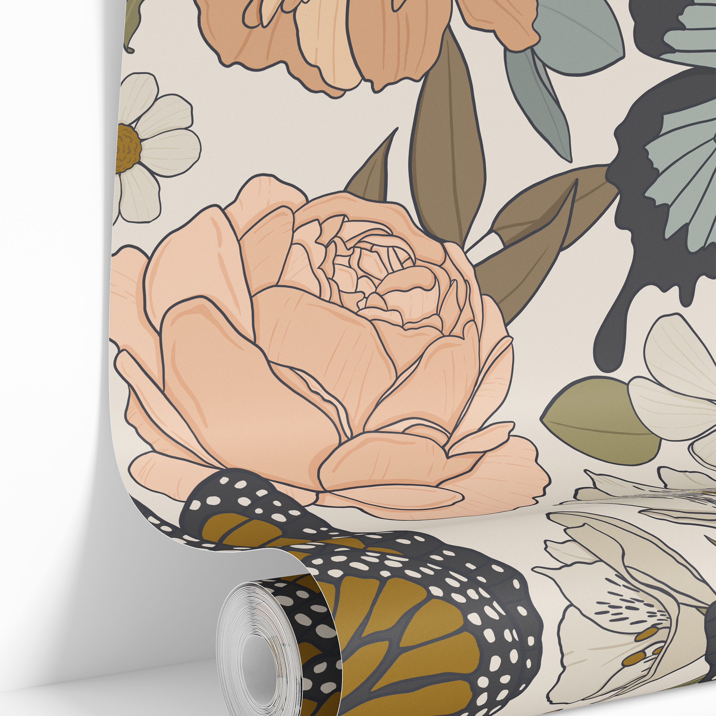 Fanciful Flourish | Pastel Floral Removable Wallpaper for Nursery, Bedroom, Doors, Walls, DIY Home Decor 3838 - James And Colors