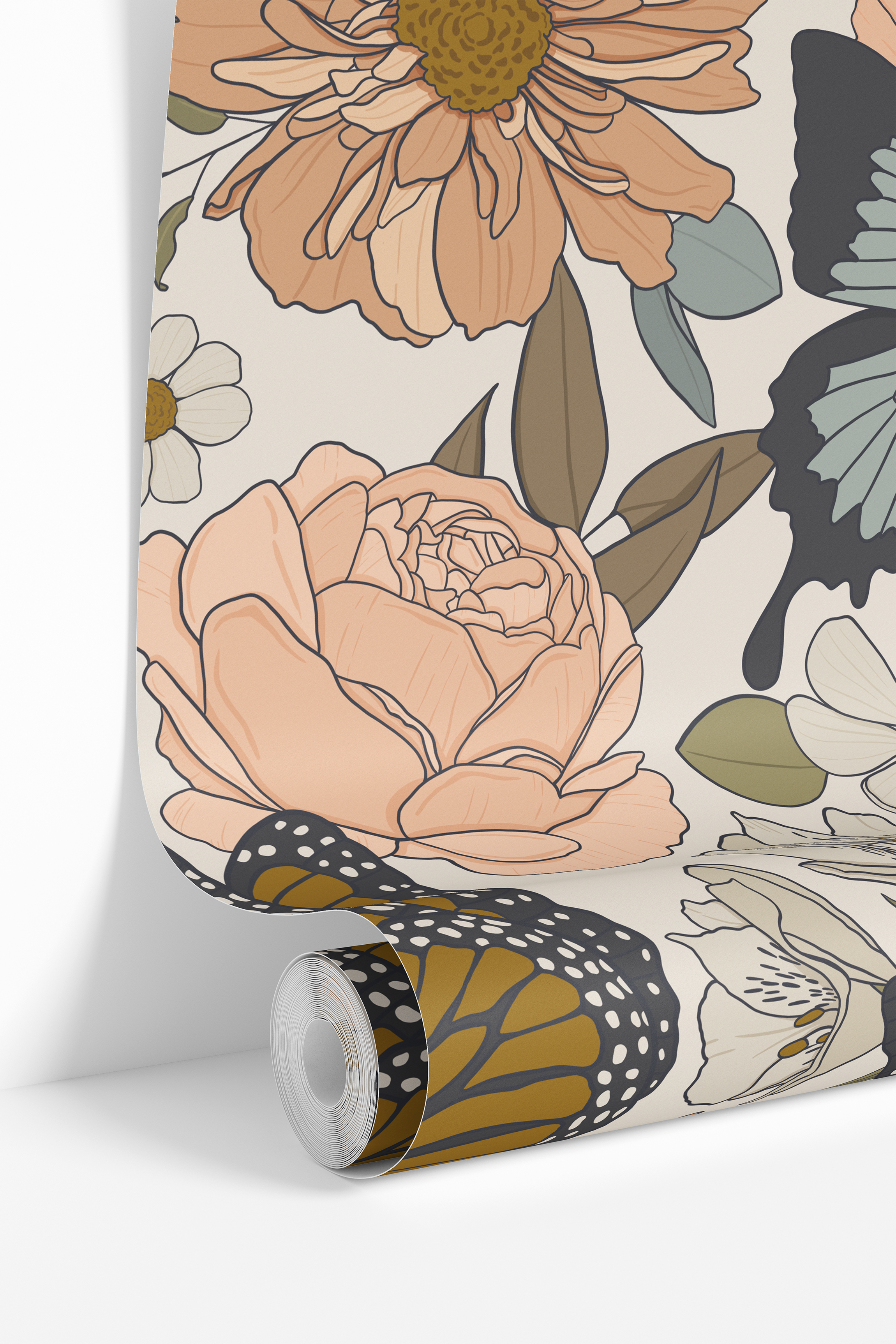 Fanciful Flourish | Pastel Floral Removable Wallpaper for Nursery, Bedroom, Doors, Walls, DIY Home Decor 3838 - James And Colors