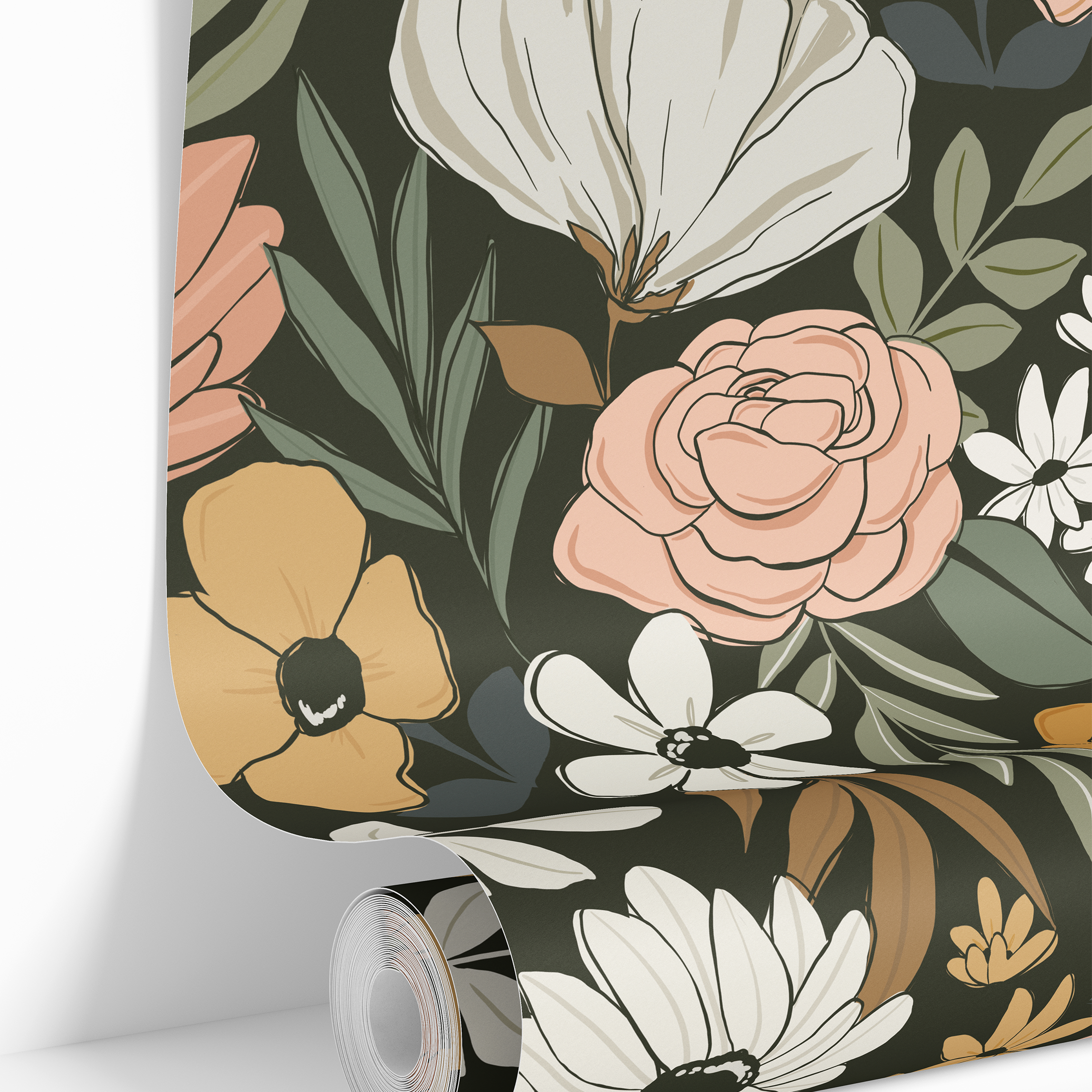 Nocturnal Nectar | Moody Floral Removable Wallpaper for Office, Bedroom, Doors, Walls, DIY Home Decor 3848 - James And Colors