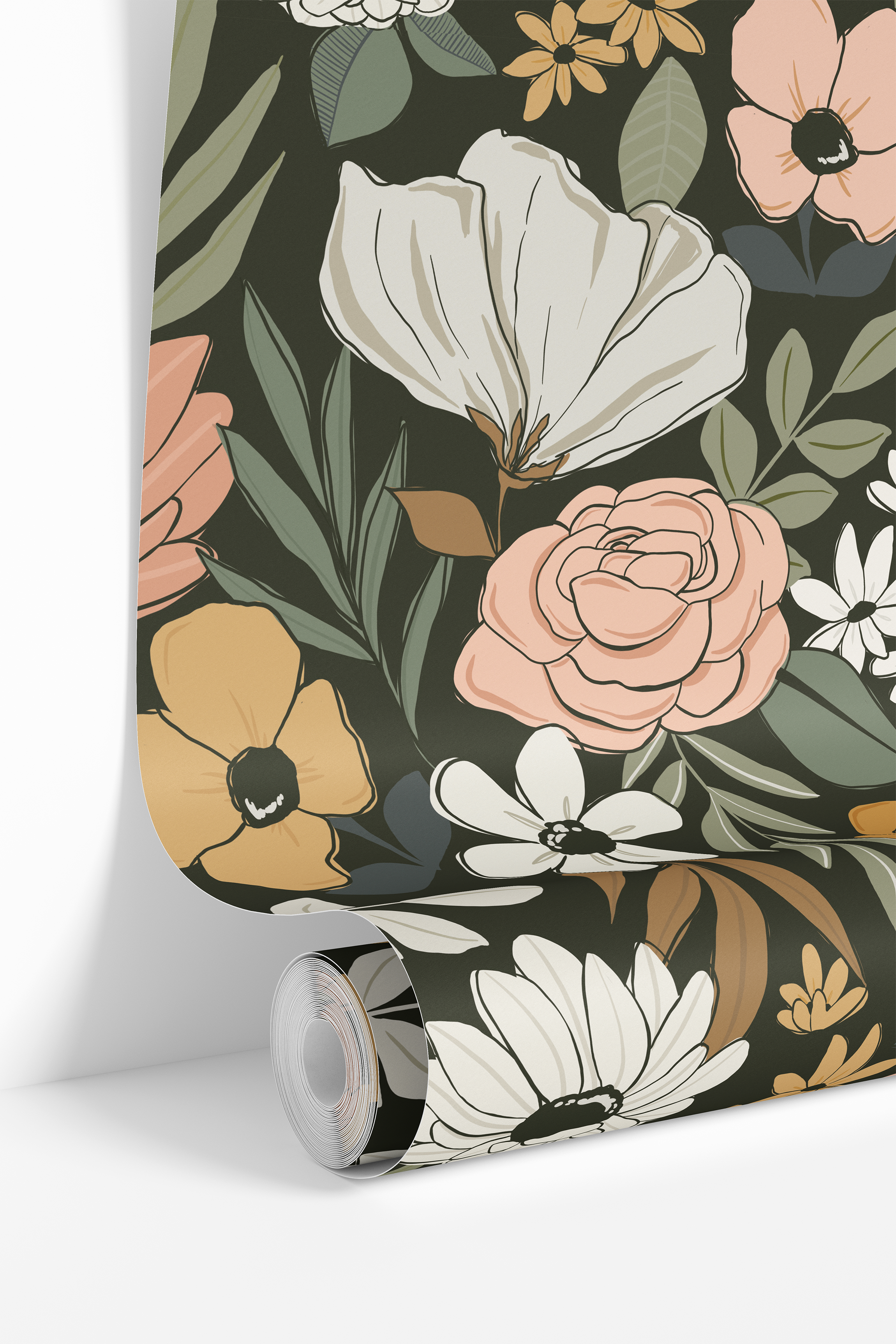 Nocturnal Nectar | Moody Floral Removable Wallpaper for Office, Bedroom, Doors, Walls, DIY Home Decor 3848 - James And Colors