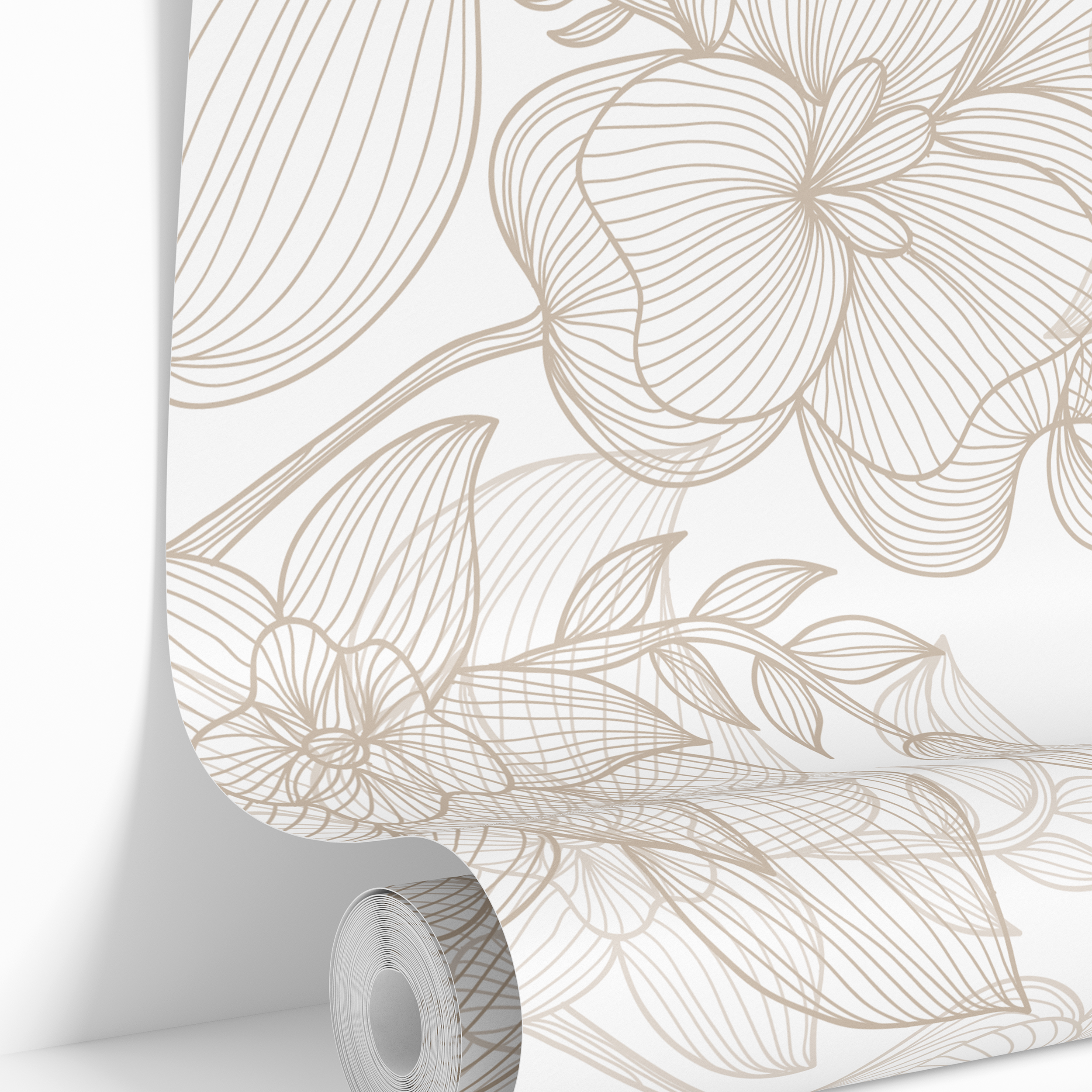 Linen Blooms | Neutral Floral Removable Wallpaper for Office, Bedroom, Doors, Walls, DIY Home Decor 3872 - James And Colors