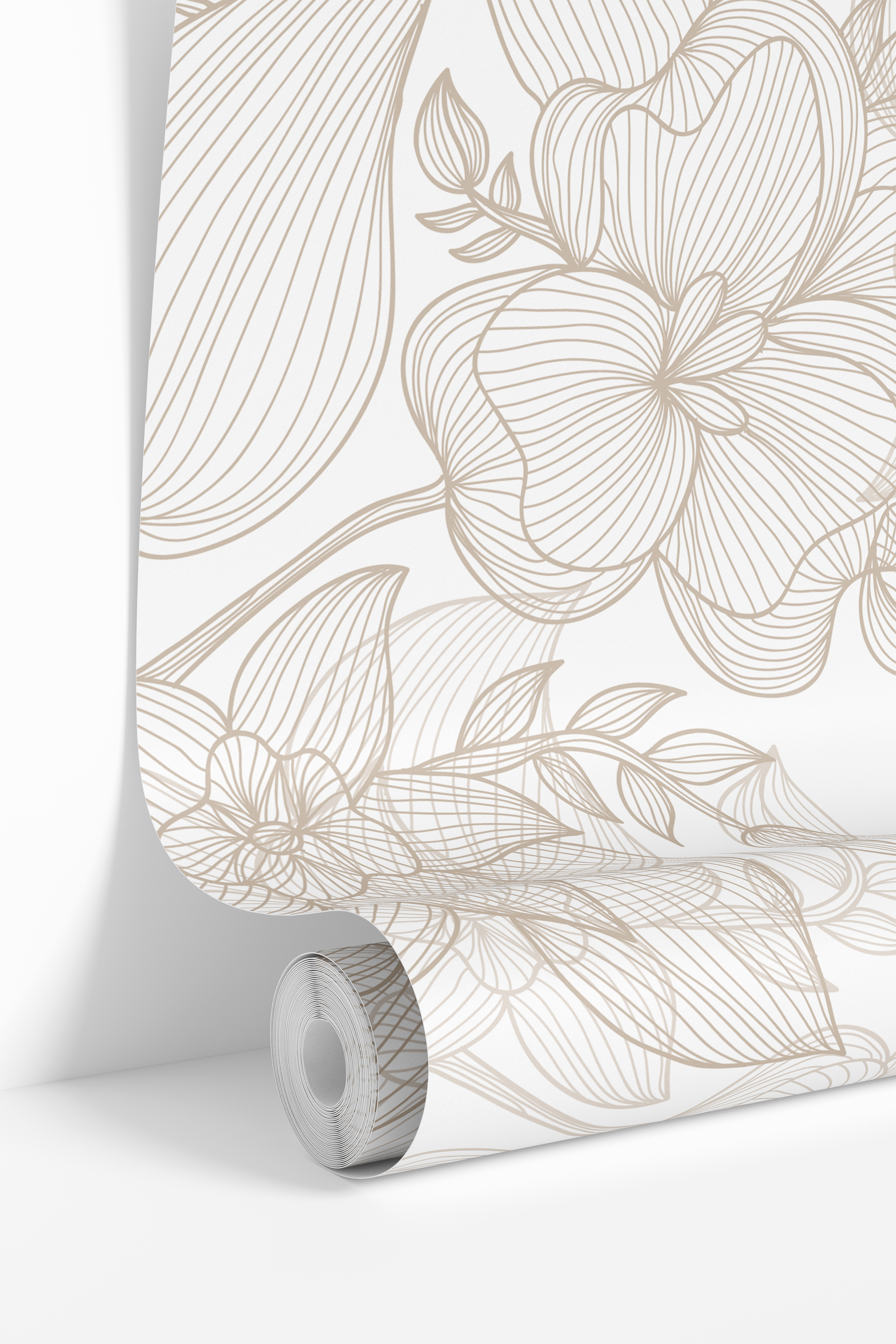 Linen Blooms | Neutral Floral Removable Wallpaper for Office, Bedroom, Doors, Walls, DIY Home Decor 3872 - James And Colors