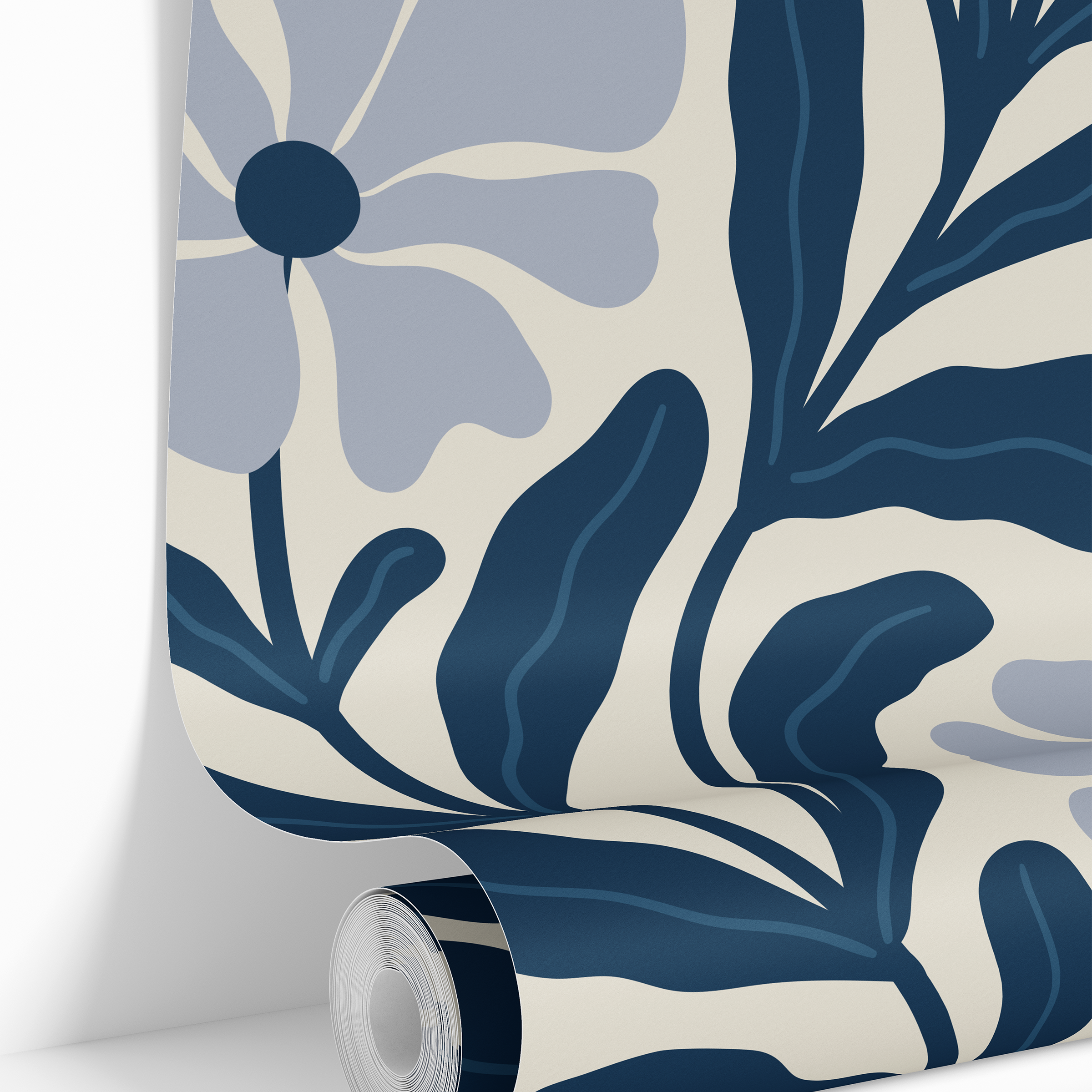 Navy Nature | Two-Toned Floral Removable Wallpaper for Bathroom, Bedroom, Doors, Walls, DIY Home Decor 540 - James And Colors