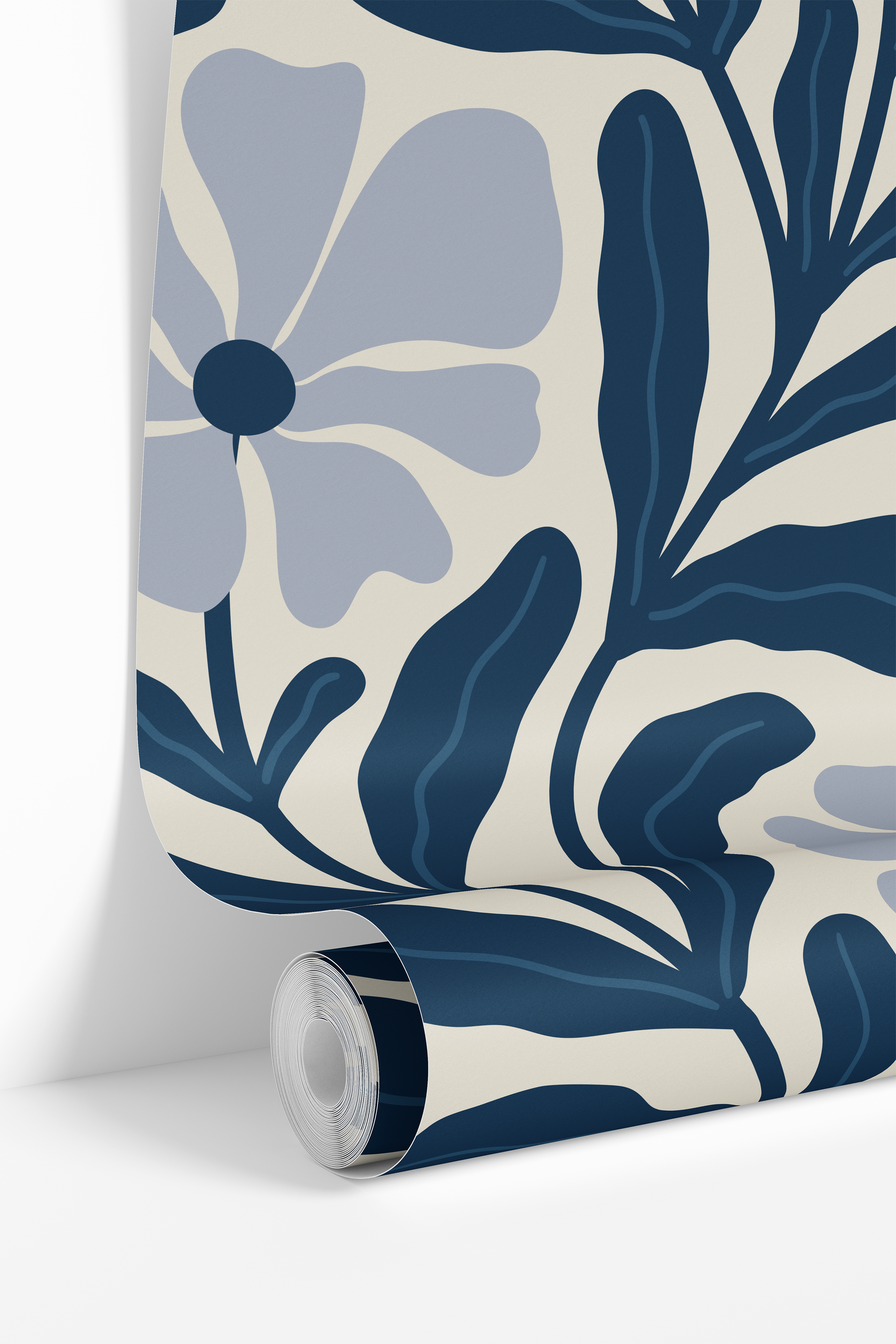 Navy Nature | Two-Toned Floral Removable Wallpaper for Bathroom, Bedroom, Doors, Walls, DIY Home Decor 540 - James And Colors