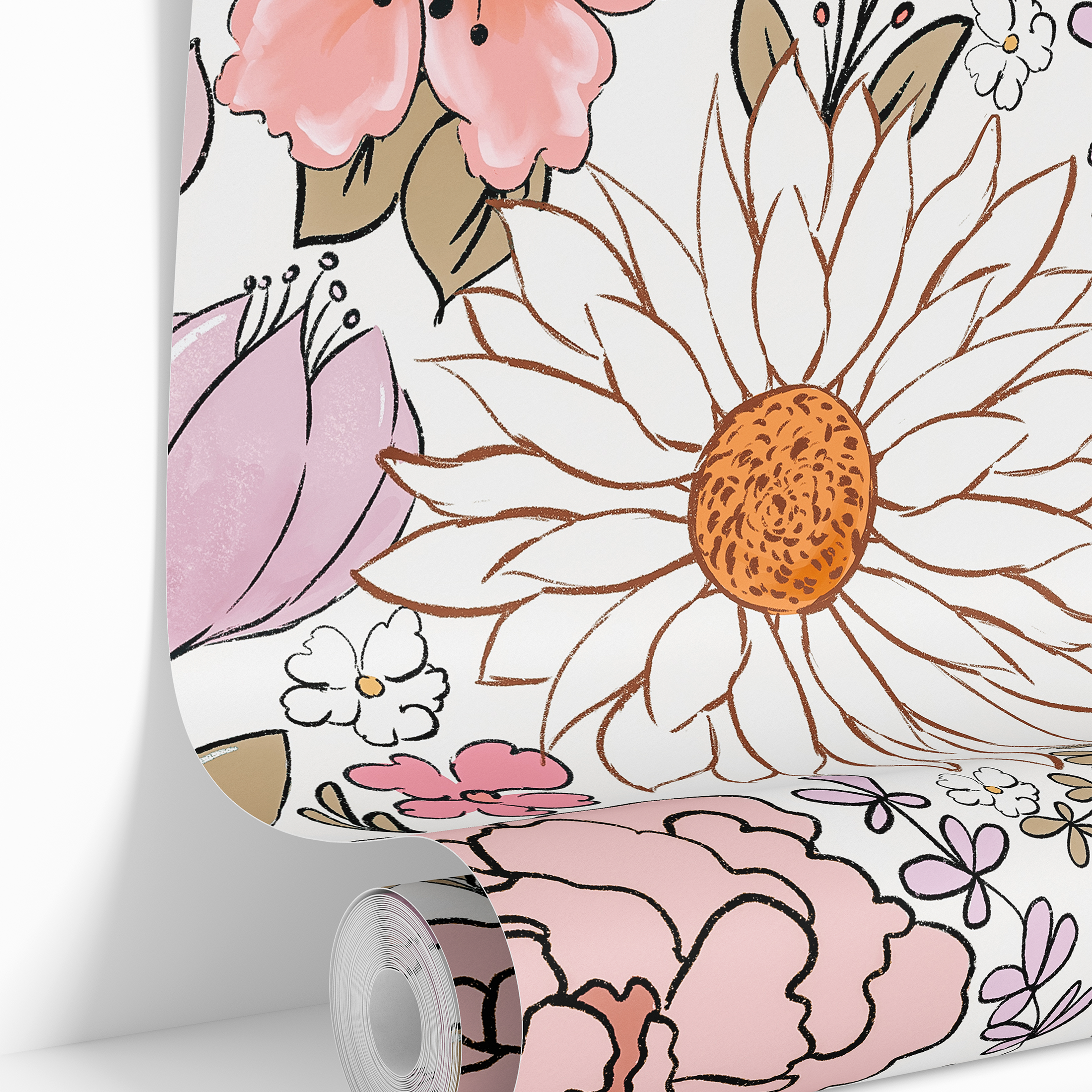 Pretty Pink Petals | Pastel Floral Removable Wallpaper for Playroom, Bedroom, Doors, Walls, DIY Home Decor 555a - James And Colors