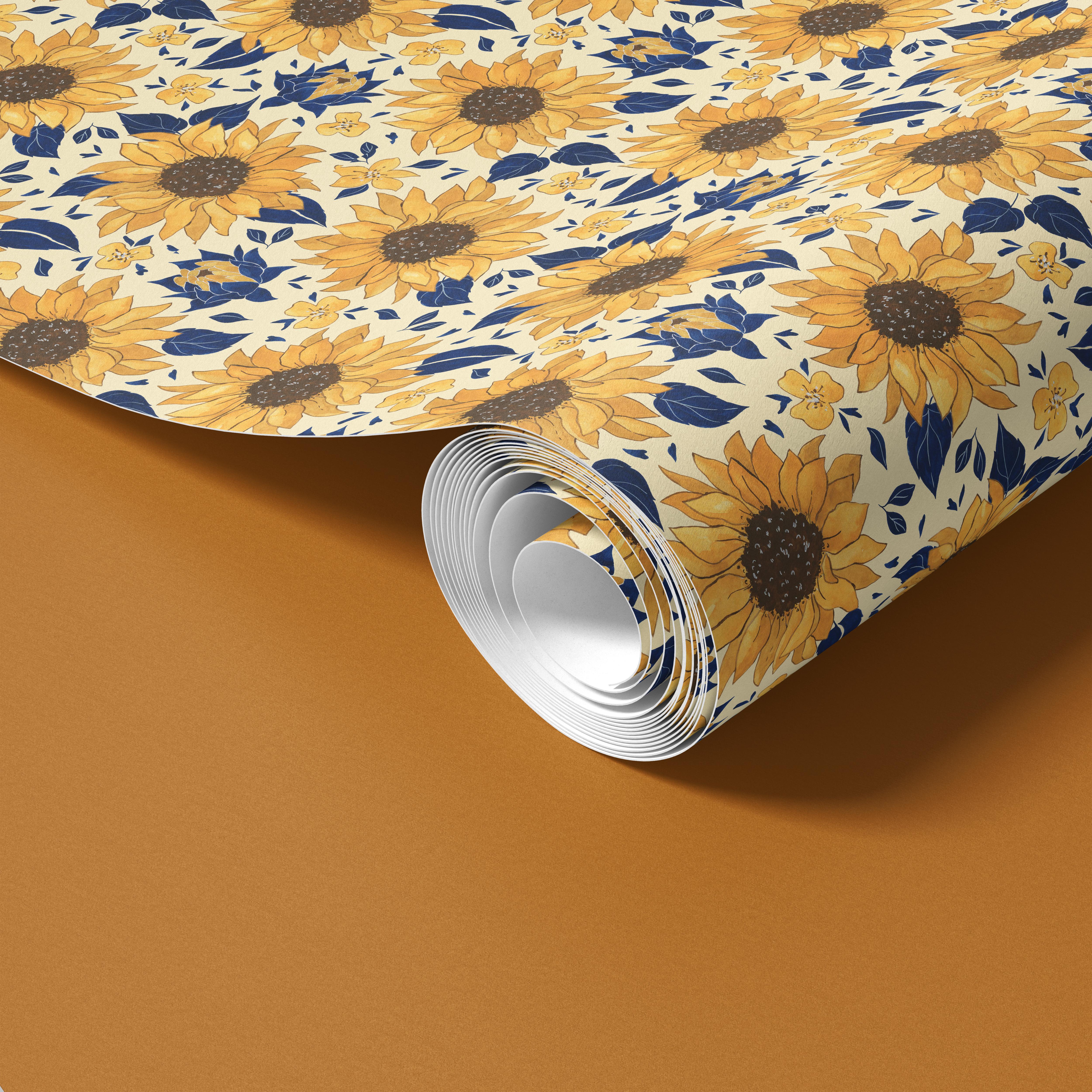 Sunflower Splendor | Golden Floral Removable Contact Paper for Shelves, Cabinets, Walls, DIY Home Decor 582