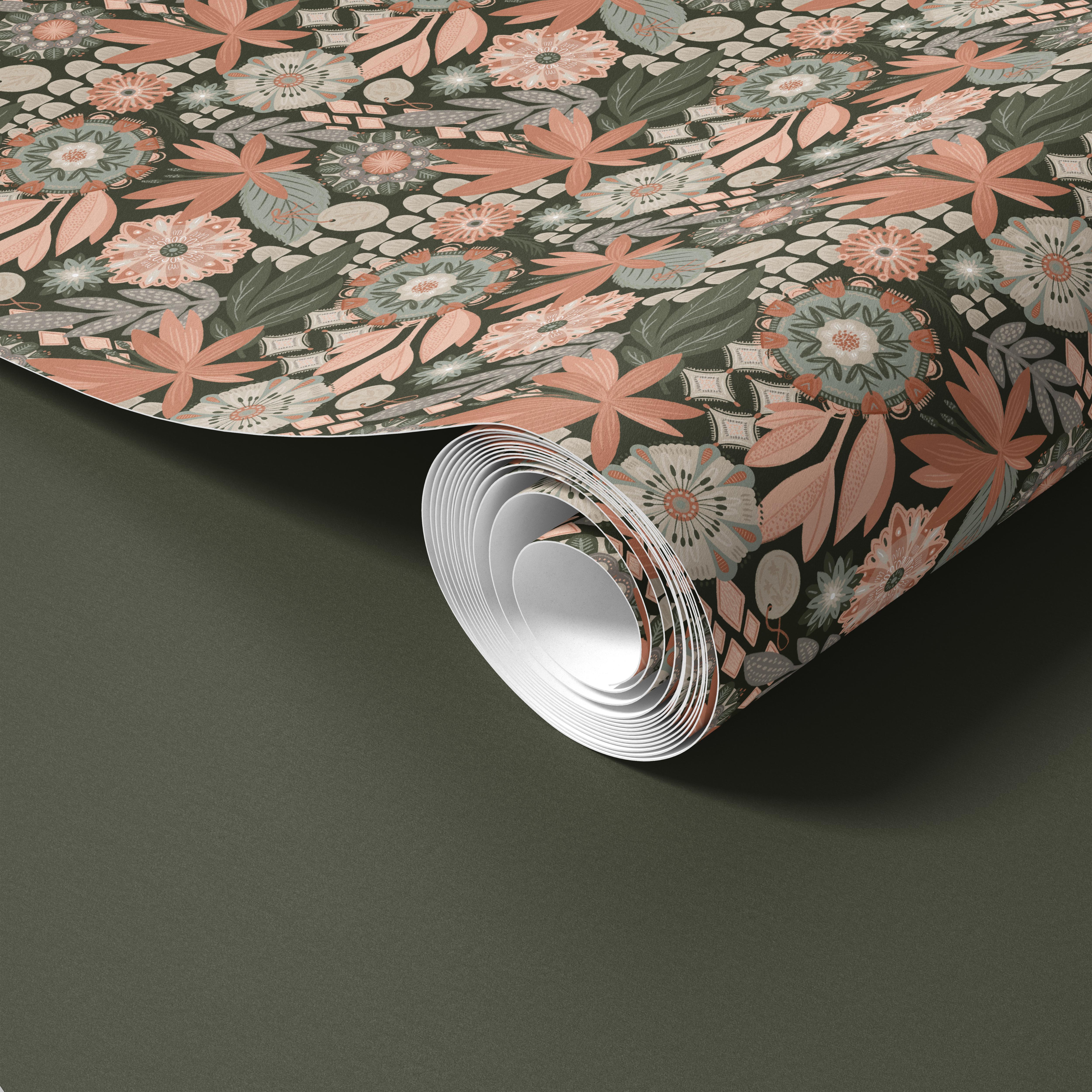 Folk Flora | Muted Floral Removable Contact Paper for Shelves, Cabinets, Walls, DIY Home Decor 802