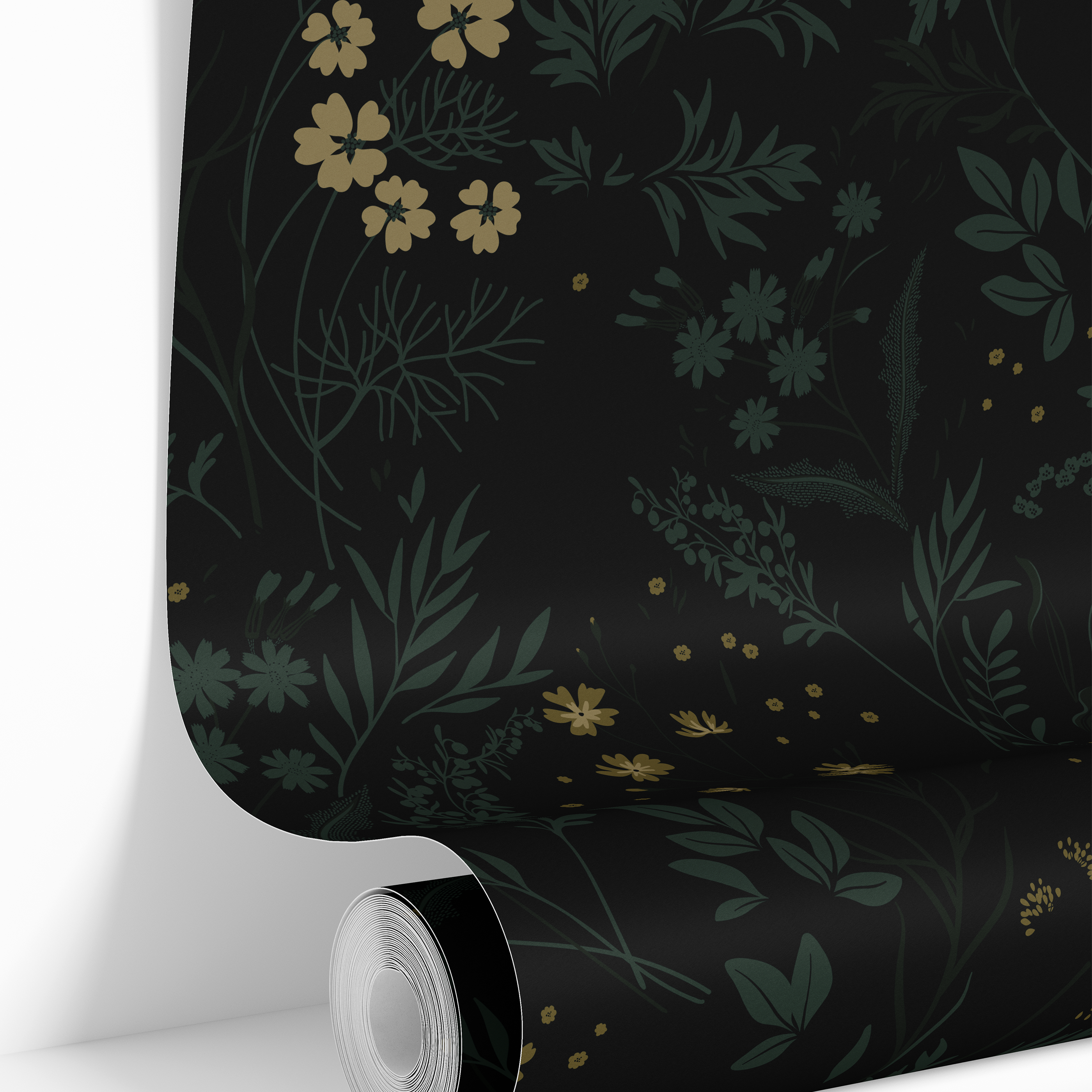 Noir Flower Nest | Moody Floral Removable Wallpaper for Entryway, Bedroom, Doors, Walls, DIY Home Decor 863 - James And Colors