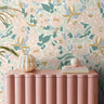 Blush and sage abstract florals styled in girls room