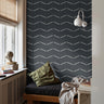 Dark blue chevrons in teen boys bedroom