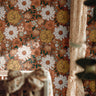 Warm inviting florals in bright girls room