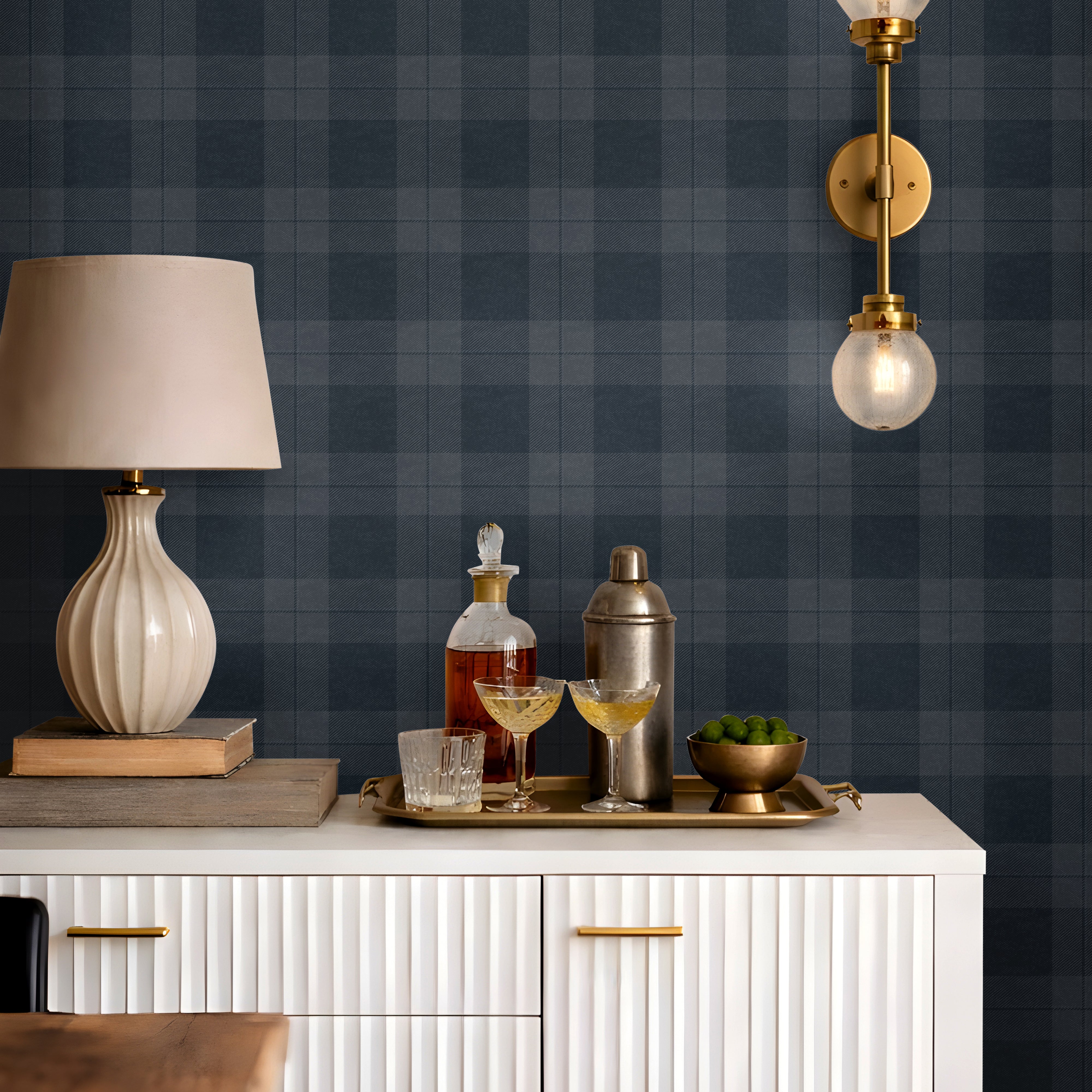  balanced grid and softened contrast, giving it a tailored, architectural feel that works seamlessly in bedrooms, offices, entryways, and statement walls where a clean, grounded look is desired