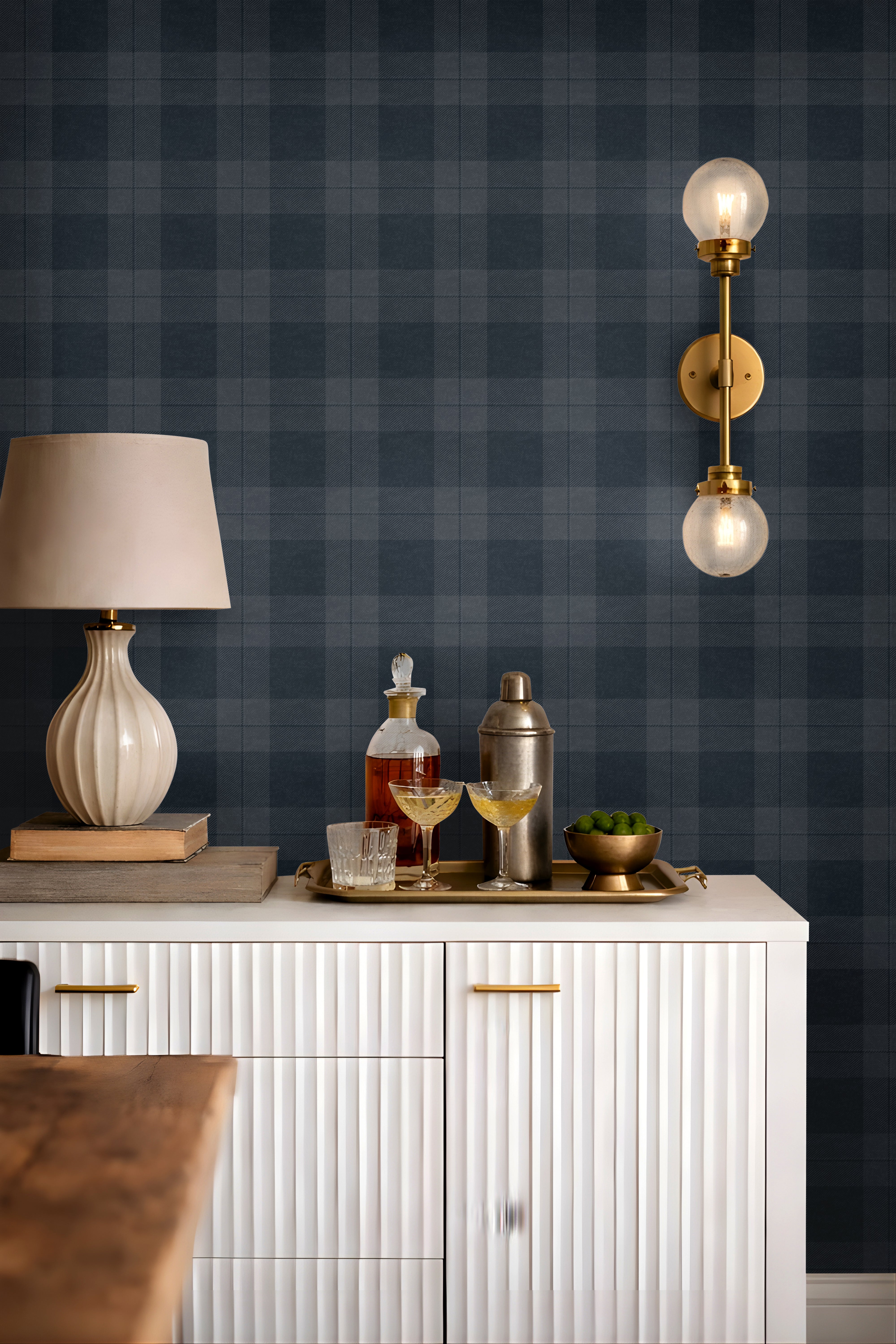  balanced grid and softened contrast, giving it a tailored, architectural feel that works seamlessly in bedrooms, offices, entryways, and statement walls where a clean, grounded look is desired