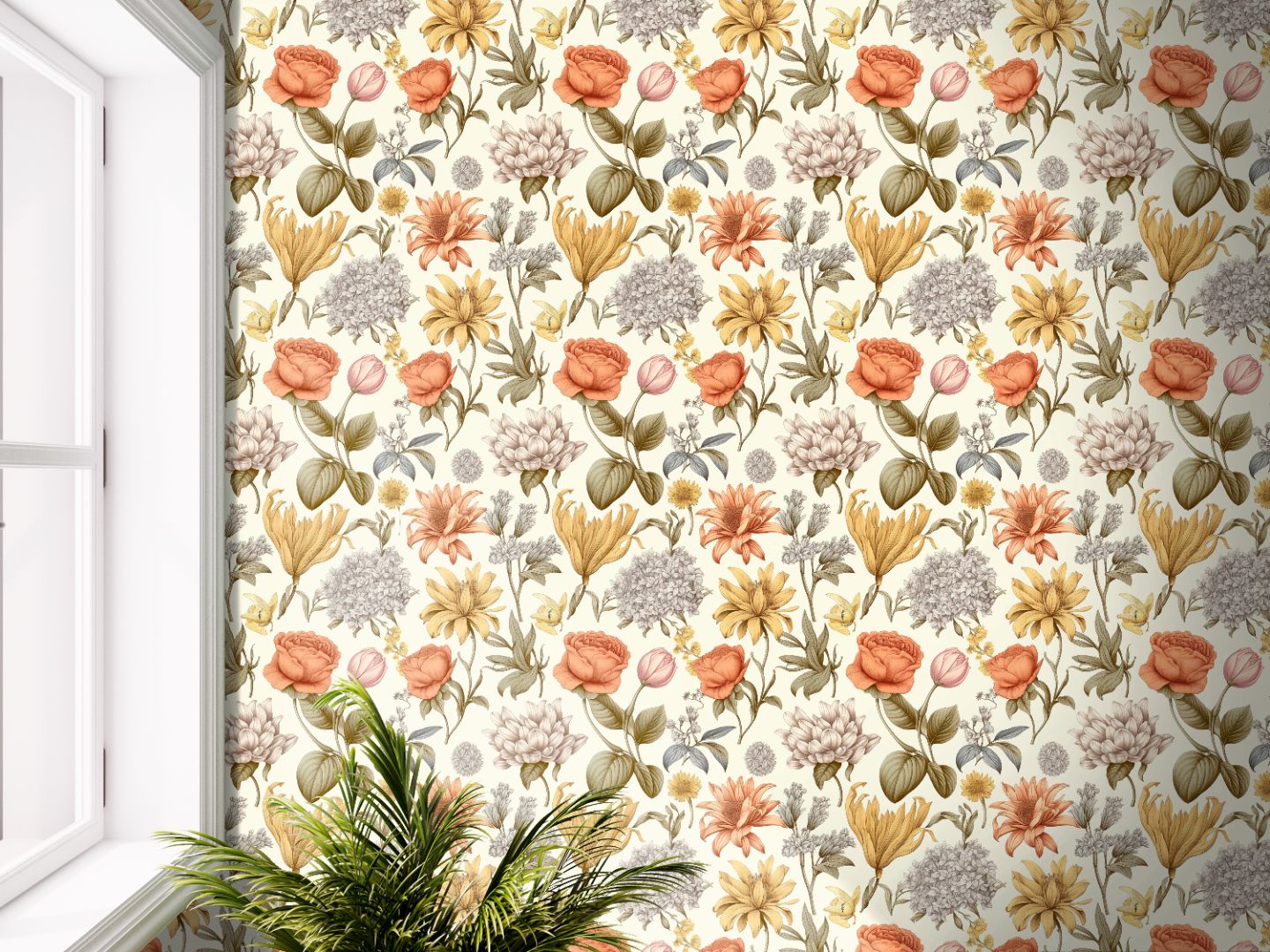 Victorian Garden | Muted Botanical Removable Wallpaper for Office, Bedroom, Doors, Walls, DIY Home Decor 1916 - James And Colors