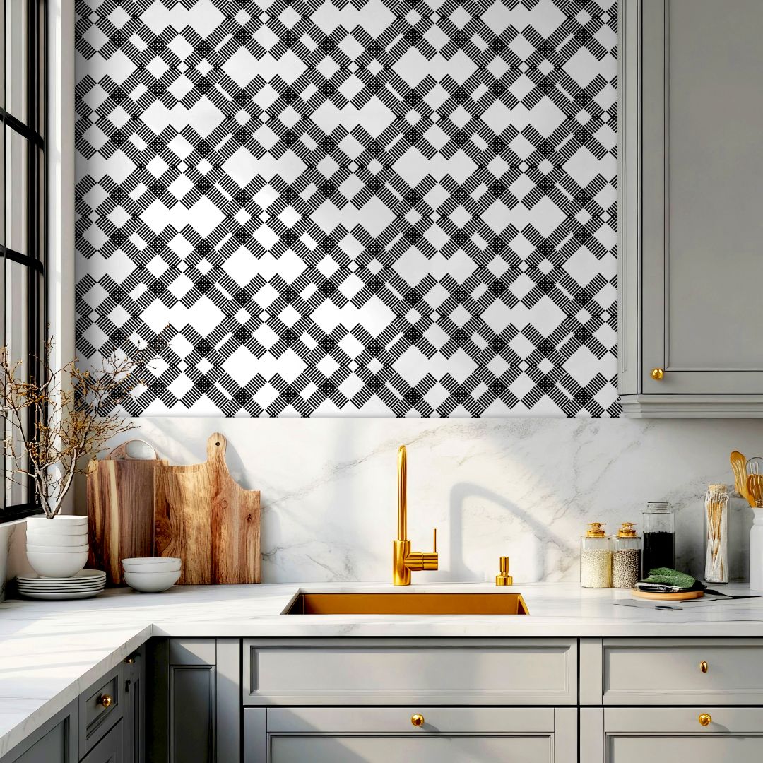 Wallpaper Peel and Stick Wallpaper Criss Cross Plaid Geometric Modern Black and White Removable Wallpaper Wall Decor Home Decor Wall Art Room Decor 1953 - James And Colors