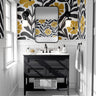 Set of 11 Panels of 24in (2ft) x 72in (6ft) Black and Yellow Modern Abstract Floral DISCOUNTED Peel And Stick TEXTURE Wallpaper 541