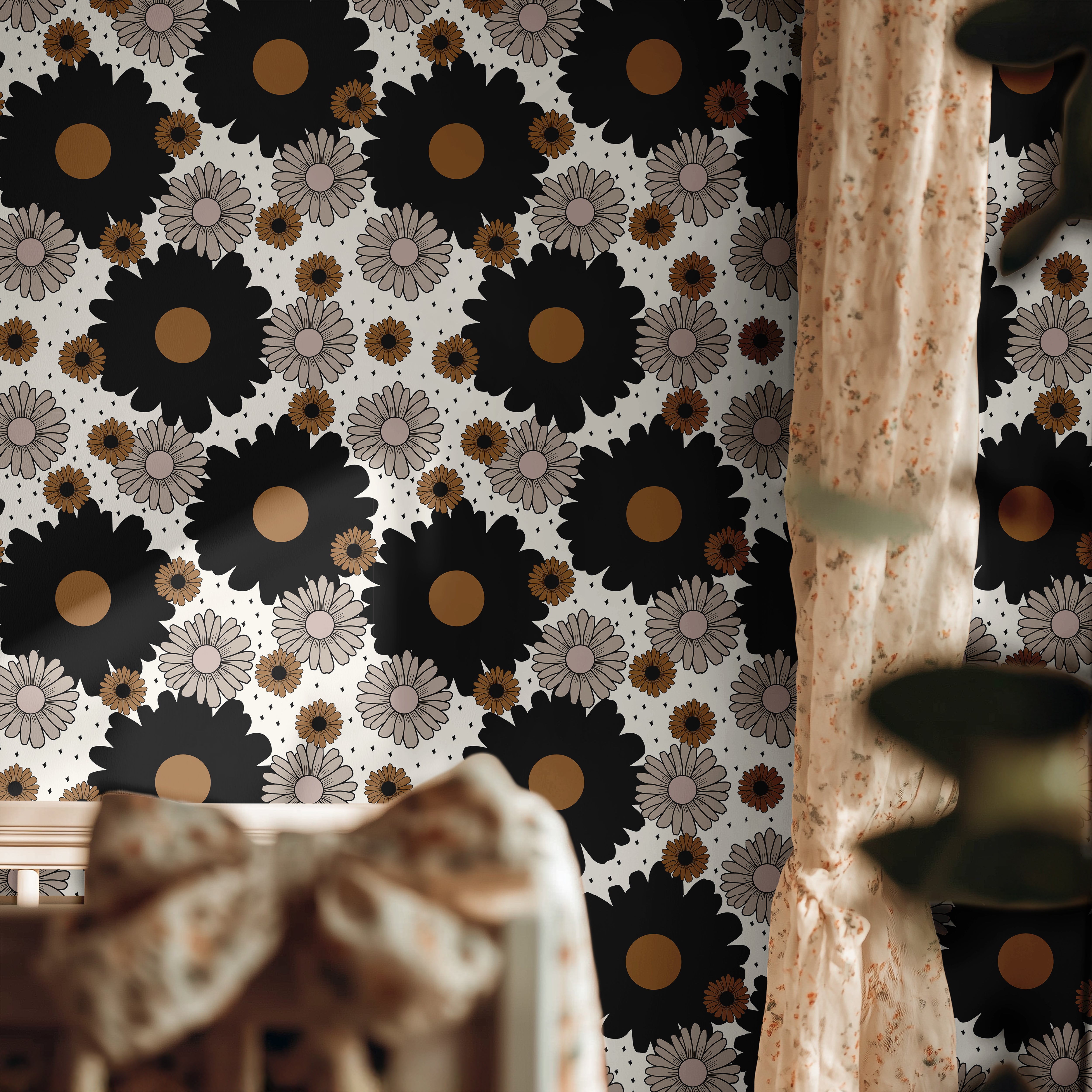 Moody Daisies styled in bright girls room