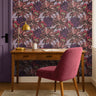 Dark purple and pink blush florals on light purple background