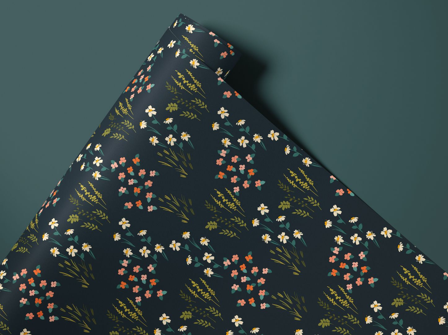 Esmore Hill contact paper close-up showing moody floral pattern and refined botanical details by James & Colors