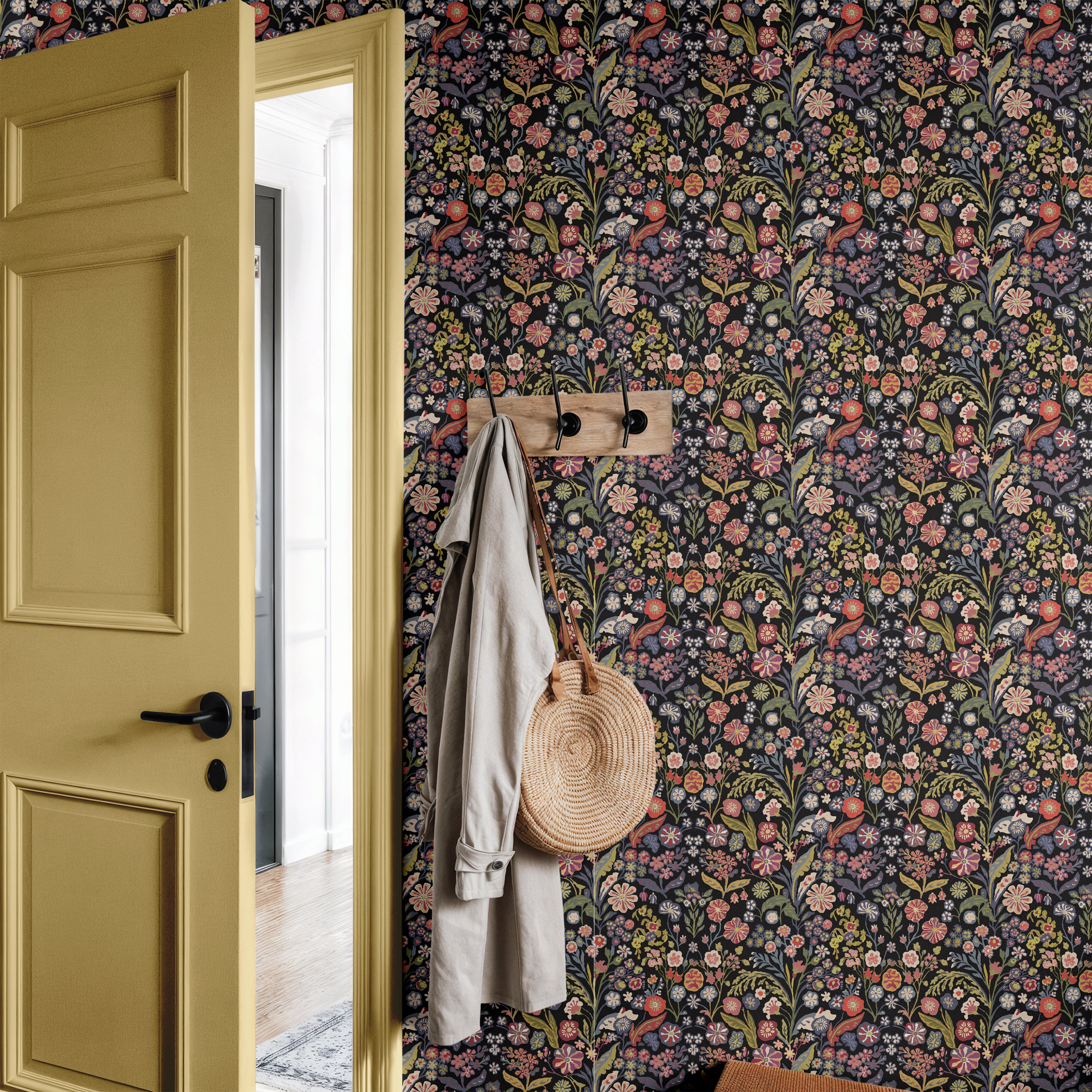 Hand Painted colorful wildflowers in entryway