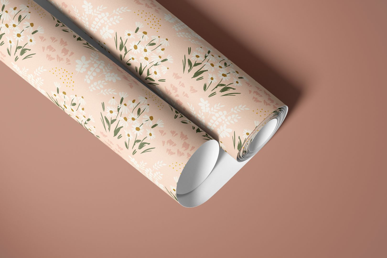 Harlow Hill contact paper close-up showing soft floral detailing and delicate blush texture by James & Colors