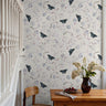 Butterfly florals with teal and purple accents on ivory background