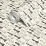 Close-up of Knight’s Study contact paper roll showing hand-sketched chess pieces in taupe and charcoal on a soft cream background.